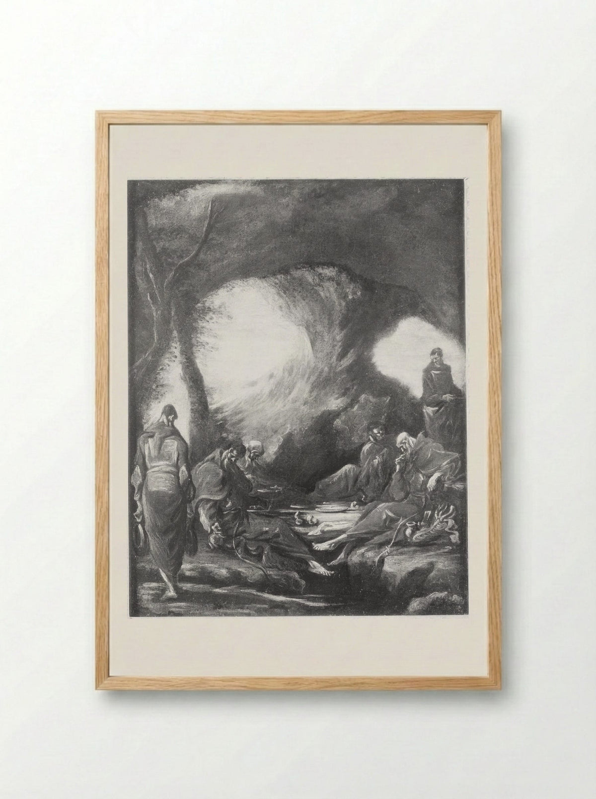 Monks in a Grotto - Alessandro Magnasco - Framed Print Wood