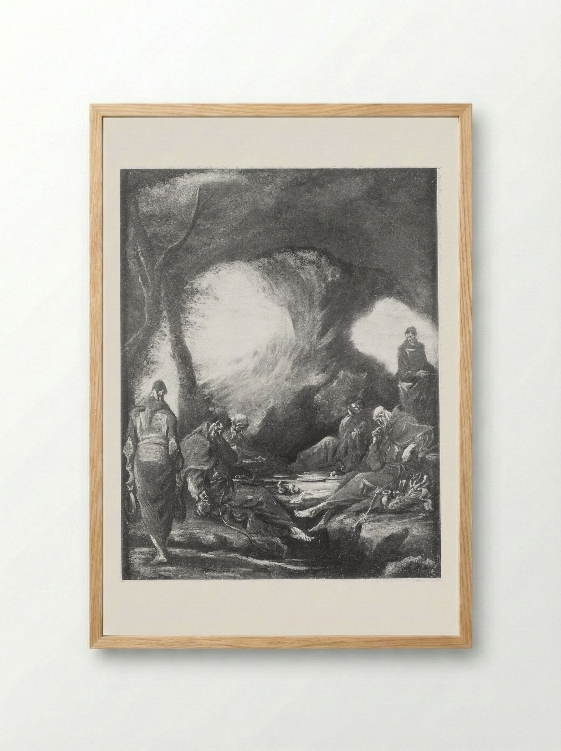 Monks in a Grotto - Alessandro Magnasco - Framed Print Wood