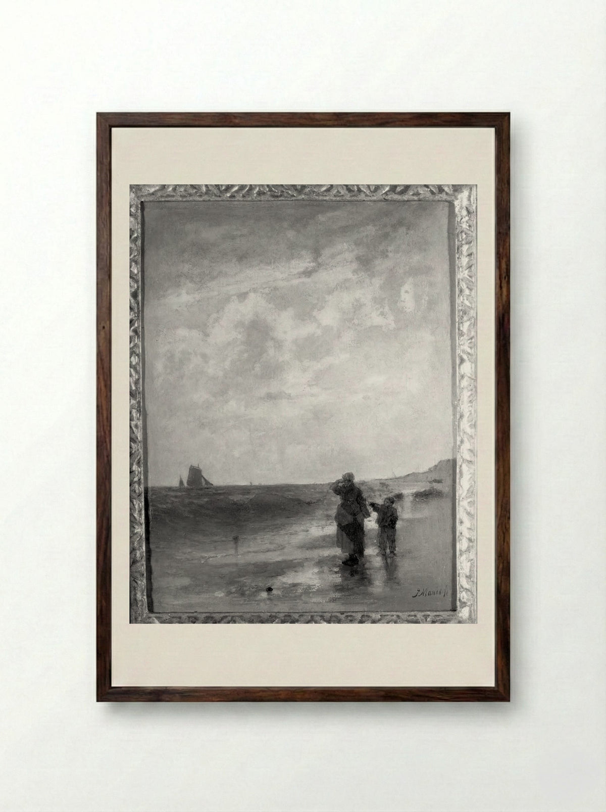 Seascape - Jacob Maris - Framed Print Dark Wood