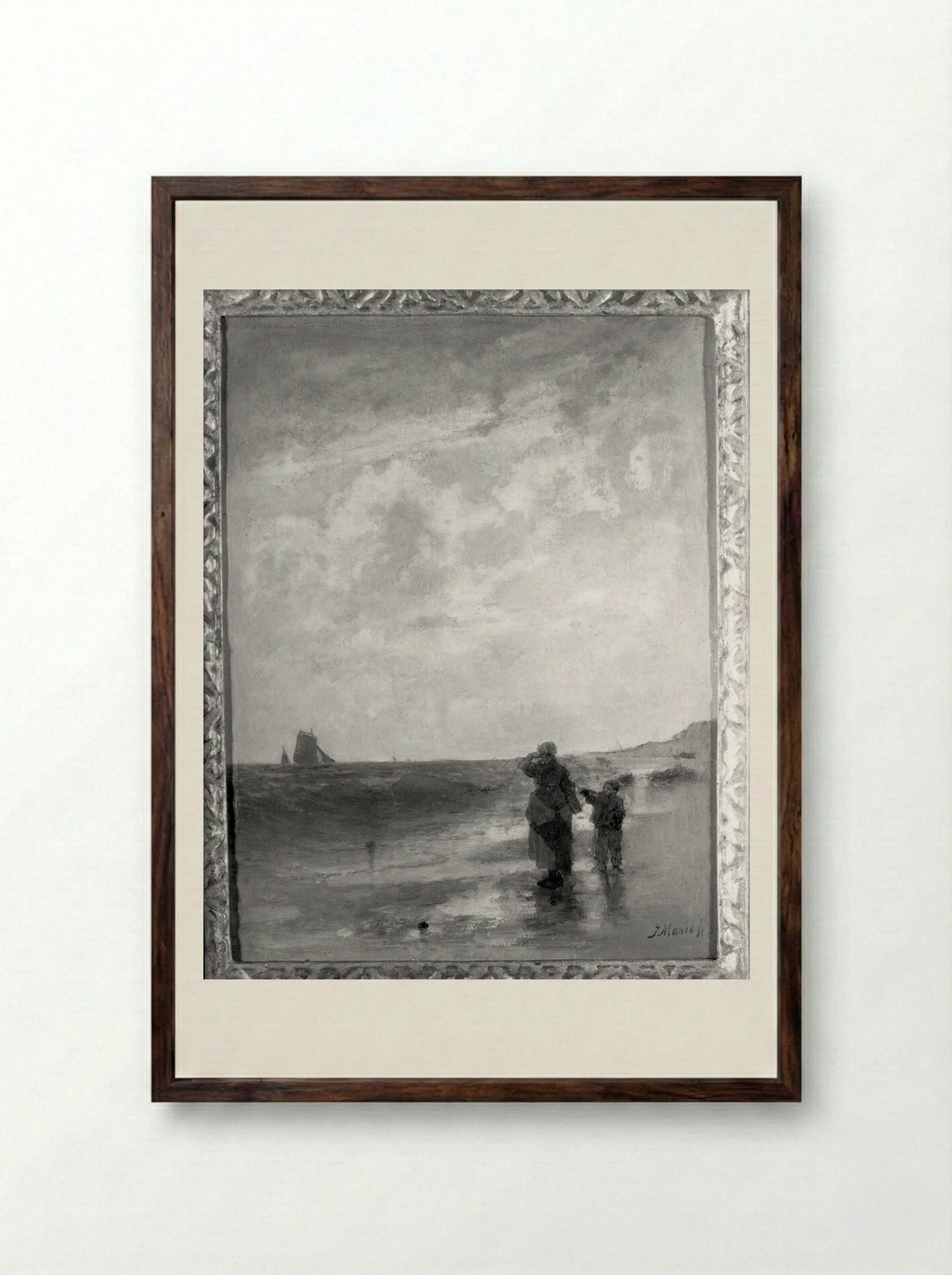 Seascape - Jacob Maris - Framed Print Dark Wood