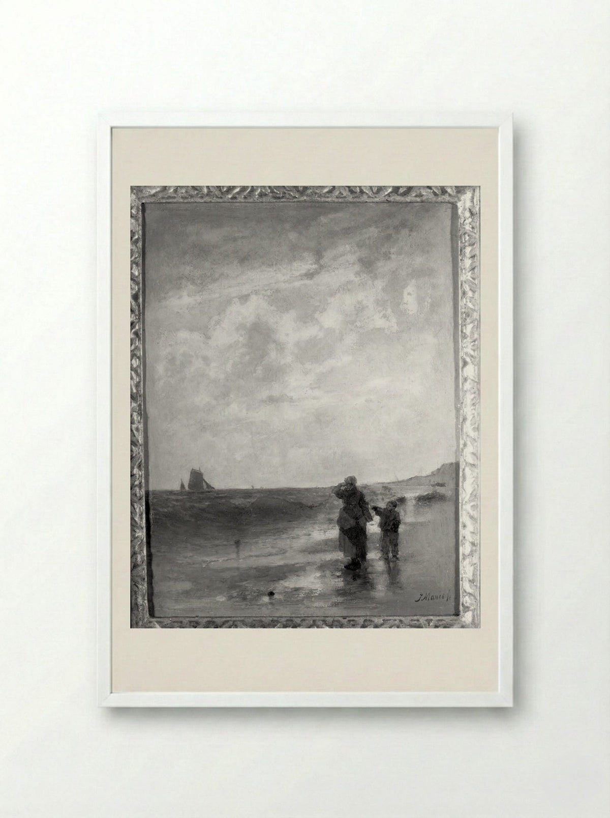 Seascape - Jacob Maris - Framed Print White