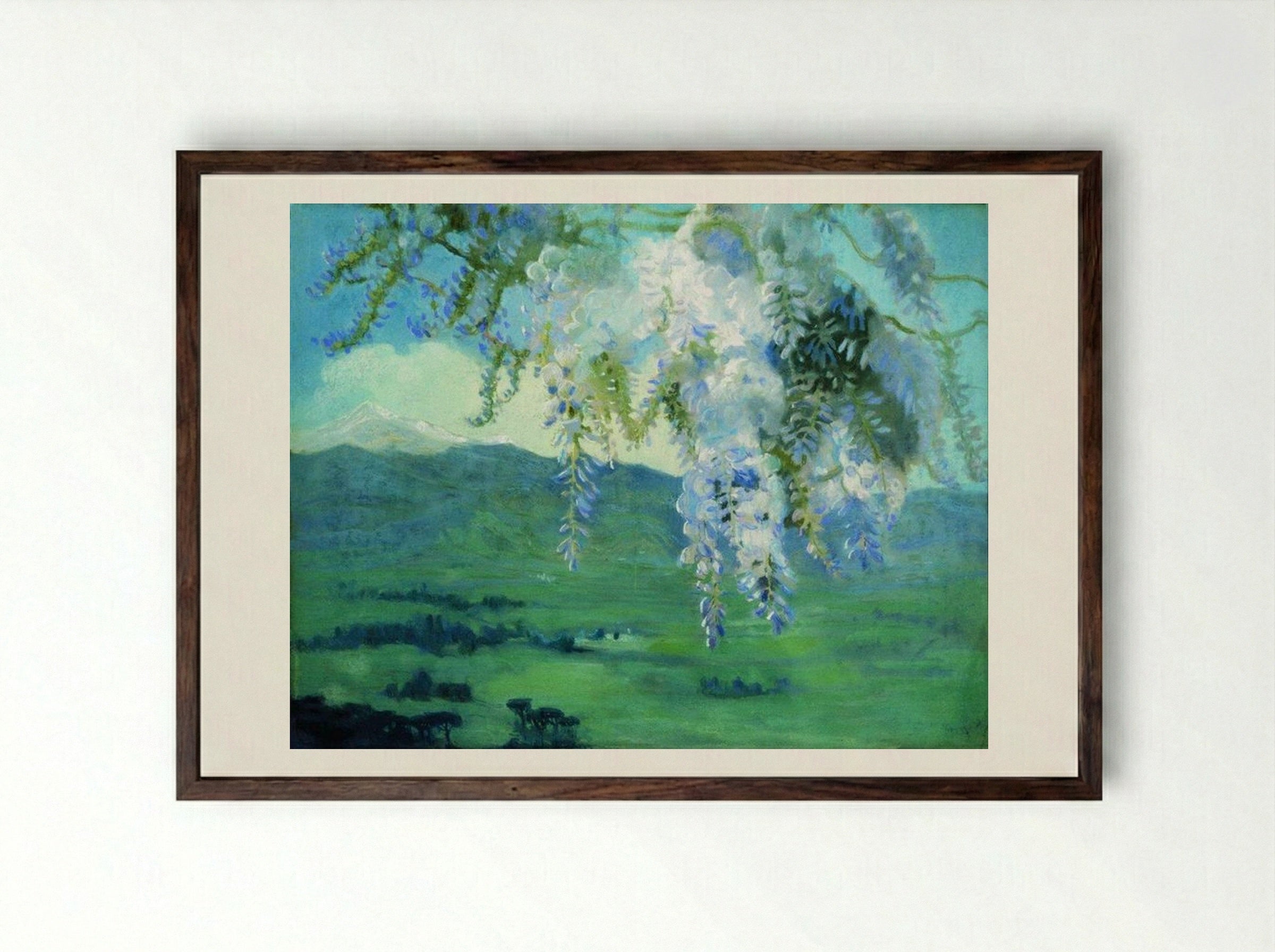 Blooming Wisteria - Boris Kustodiev - Framed Print Dark Wood