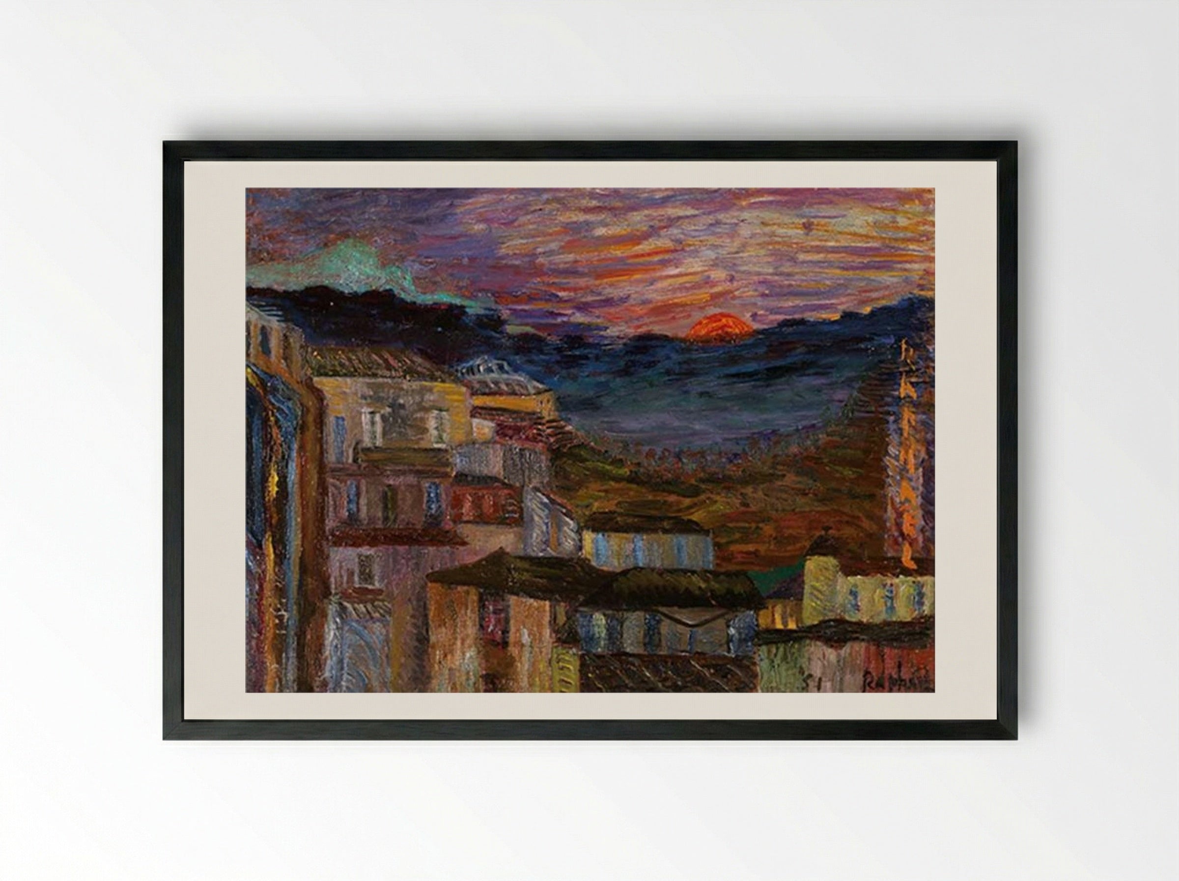Caltagirone all’alba - Antonietta Raphael - Framed Print Black