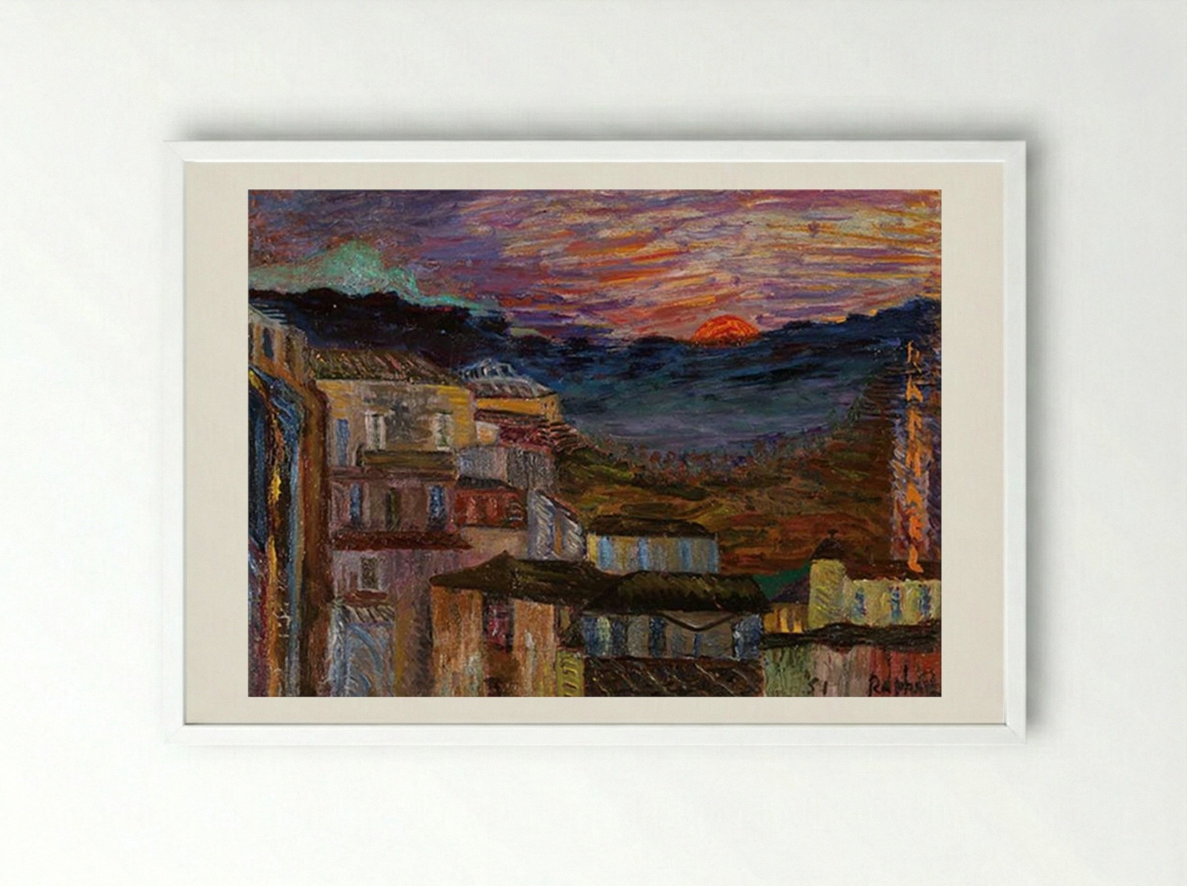 Caltagirone all’alba - Antonietta Raphael - Framed Print White