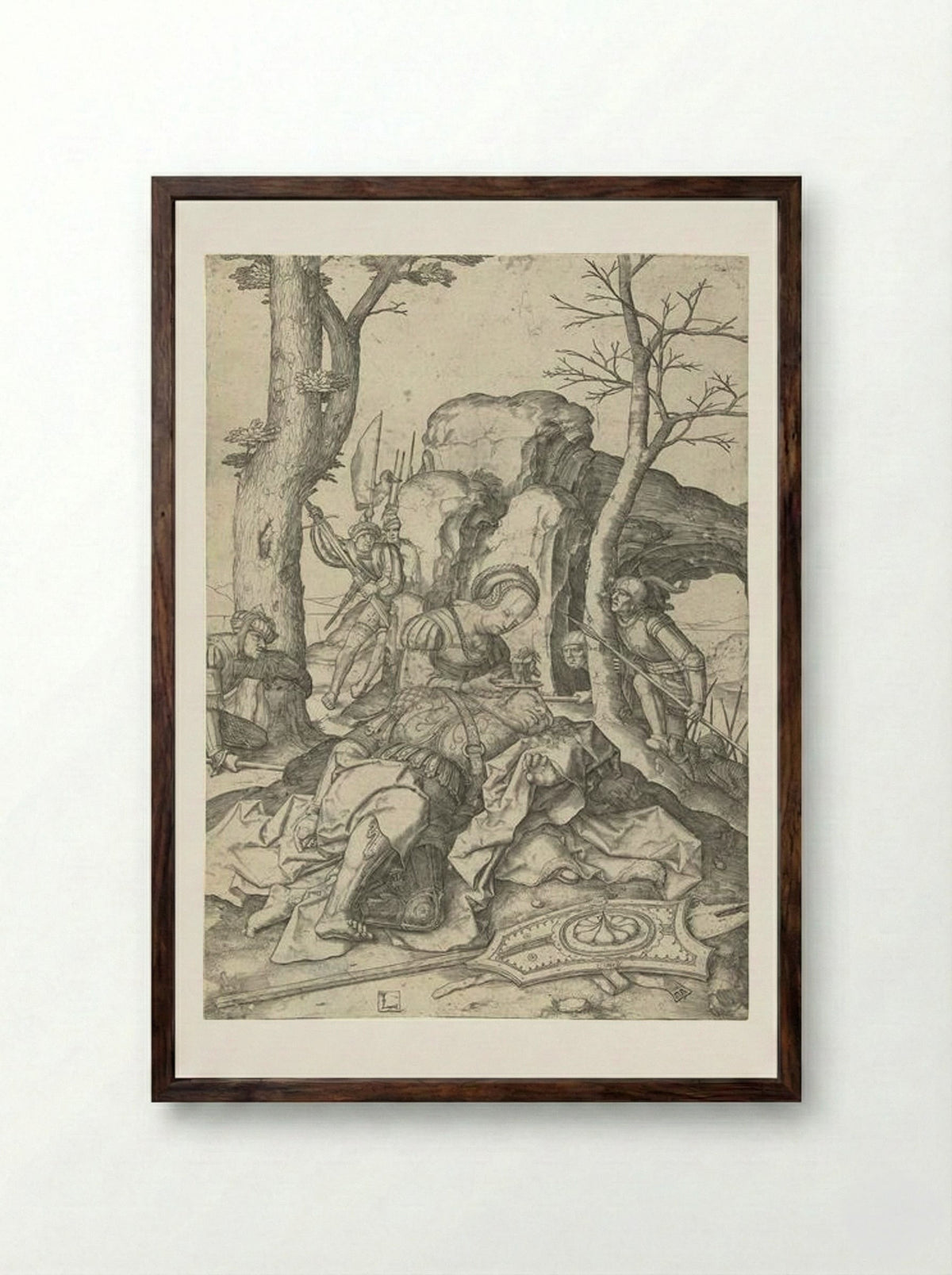 Samson and Delilah - Lucas van Leyden - Framed Print Dark Wood
