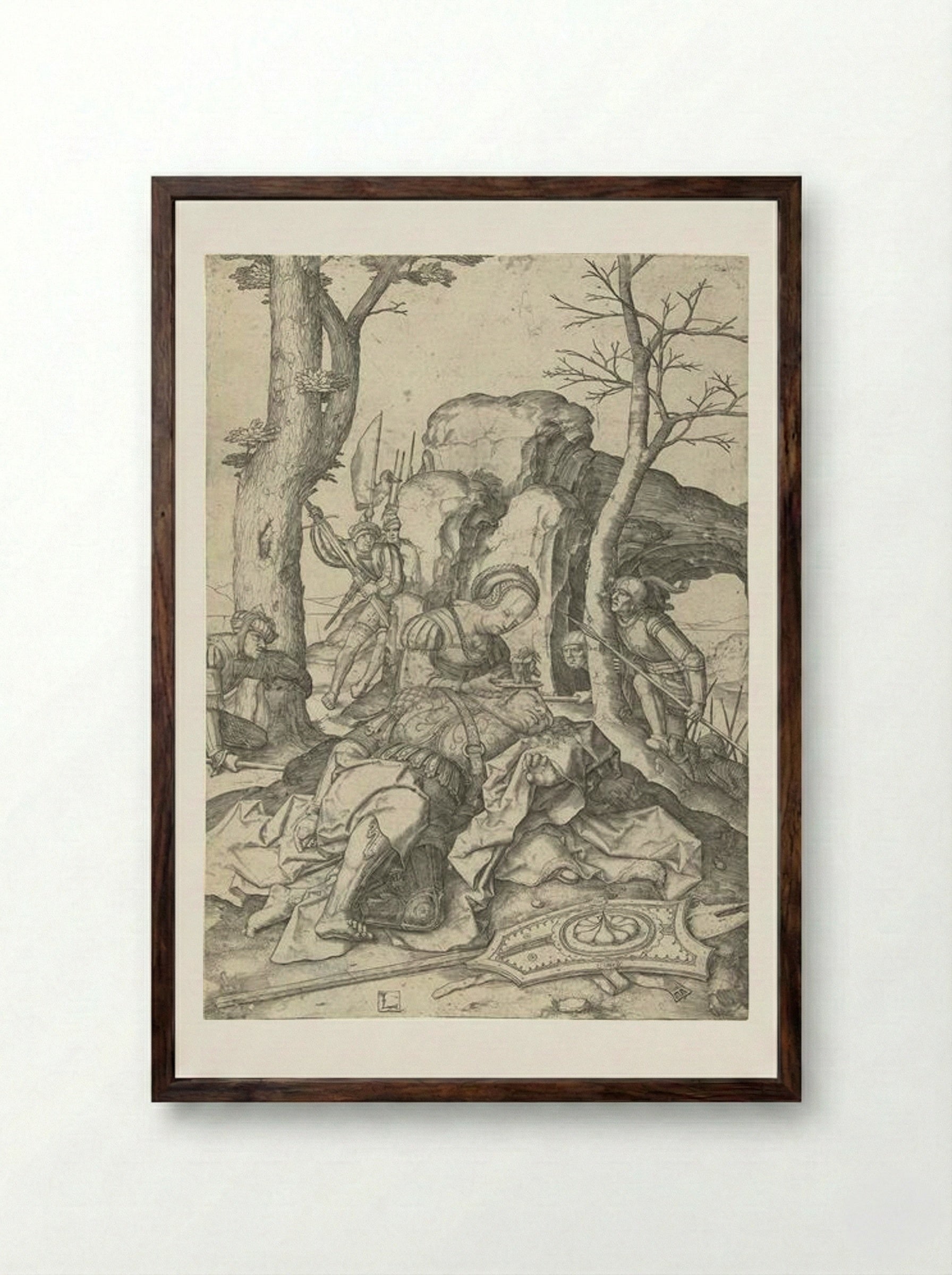 Samson and Delilah - Lucas van Leyden - Framed Print Dark Wood