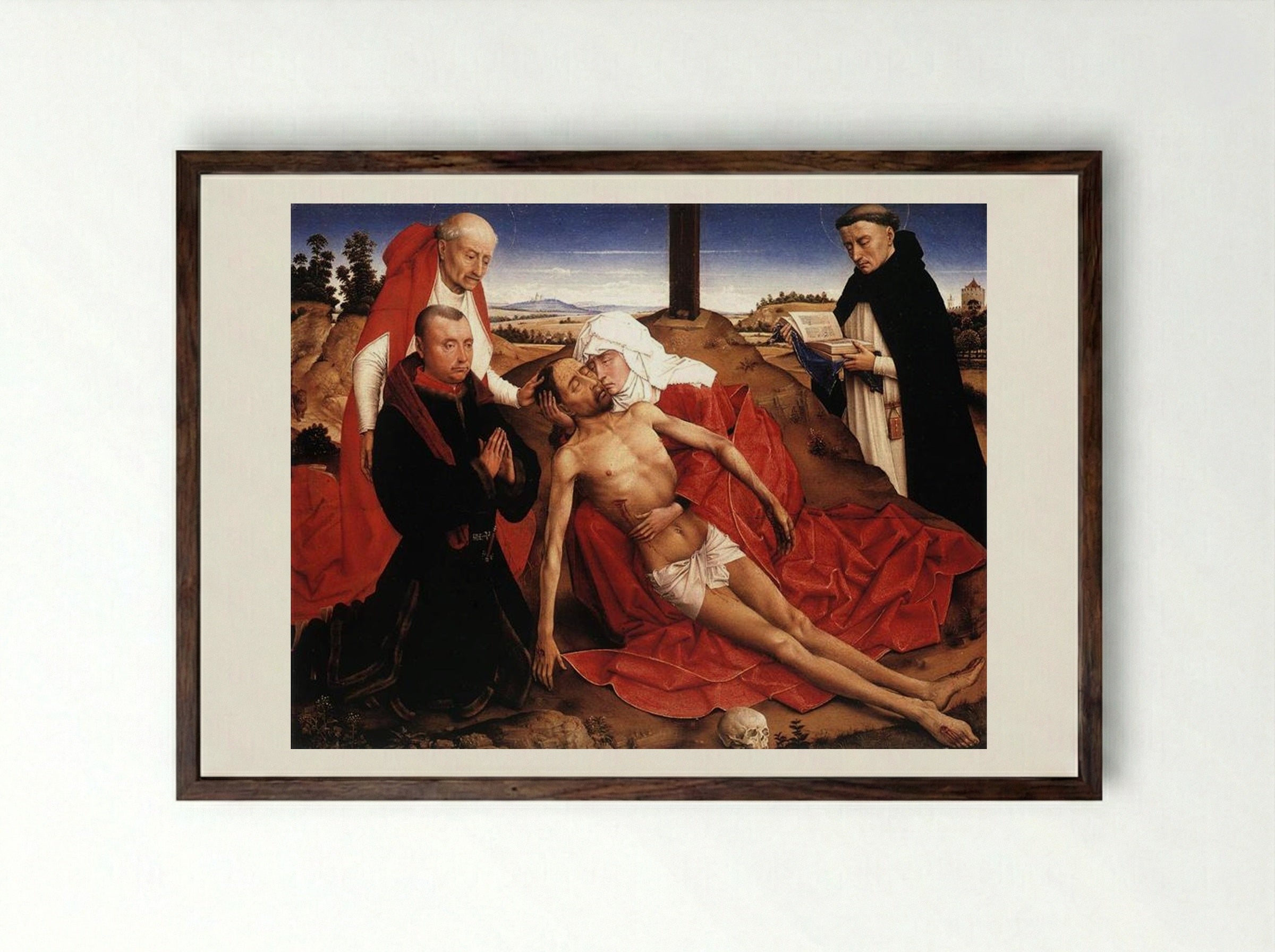 Lamentation - Rogier van der Weyden - Framed Print Dark Wood