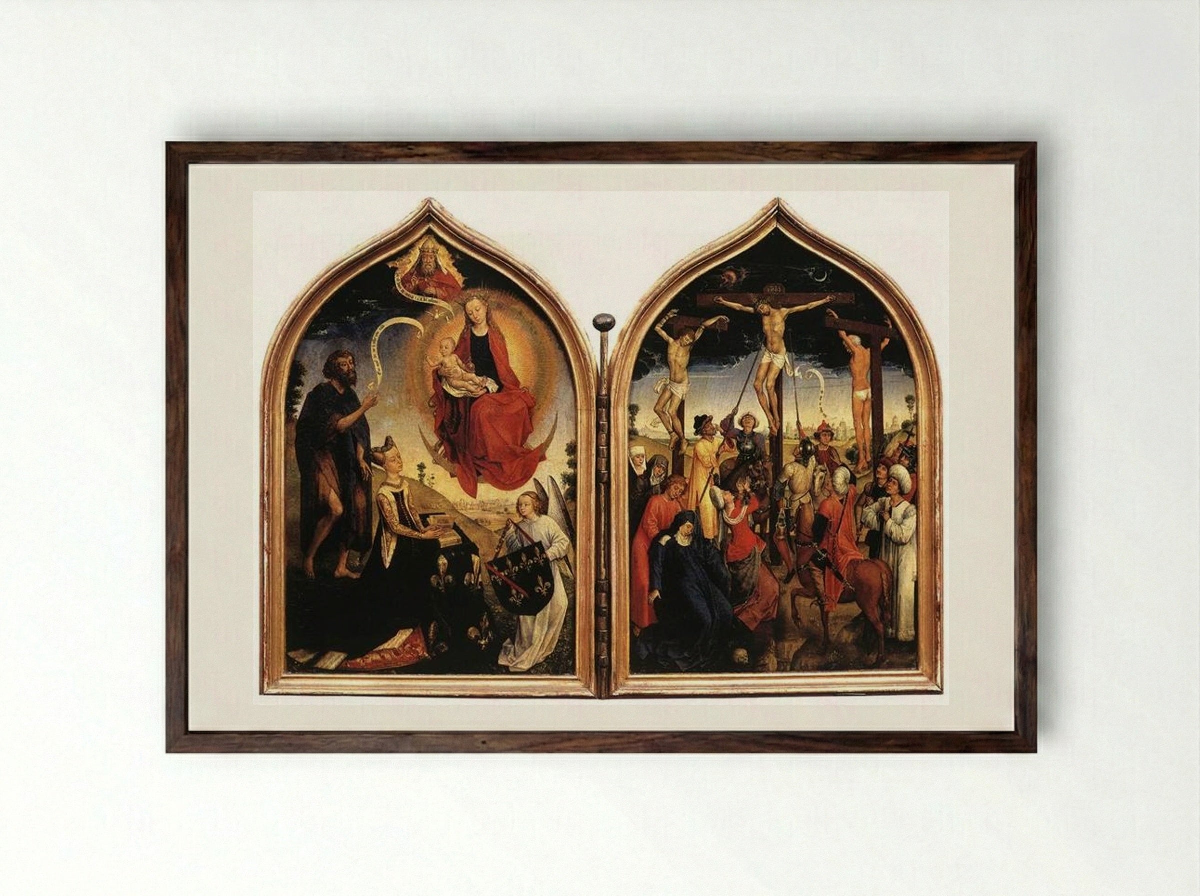Diptych of Jeanne of France - Rogier van der Weyden - Framed Print Dark Wood