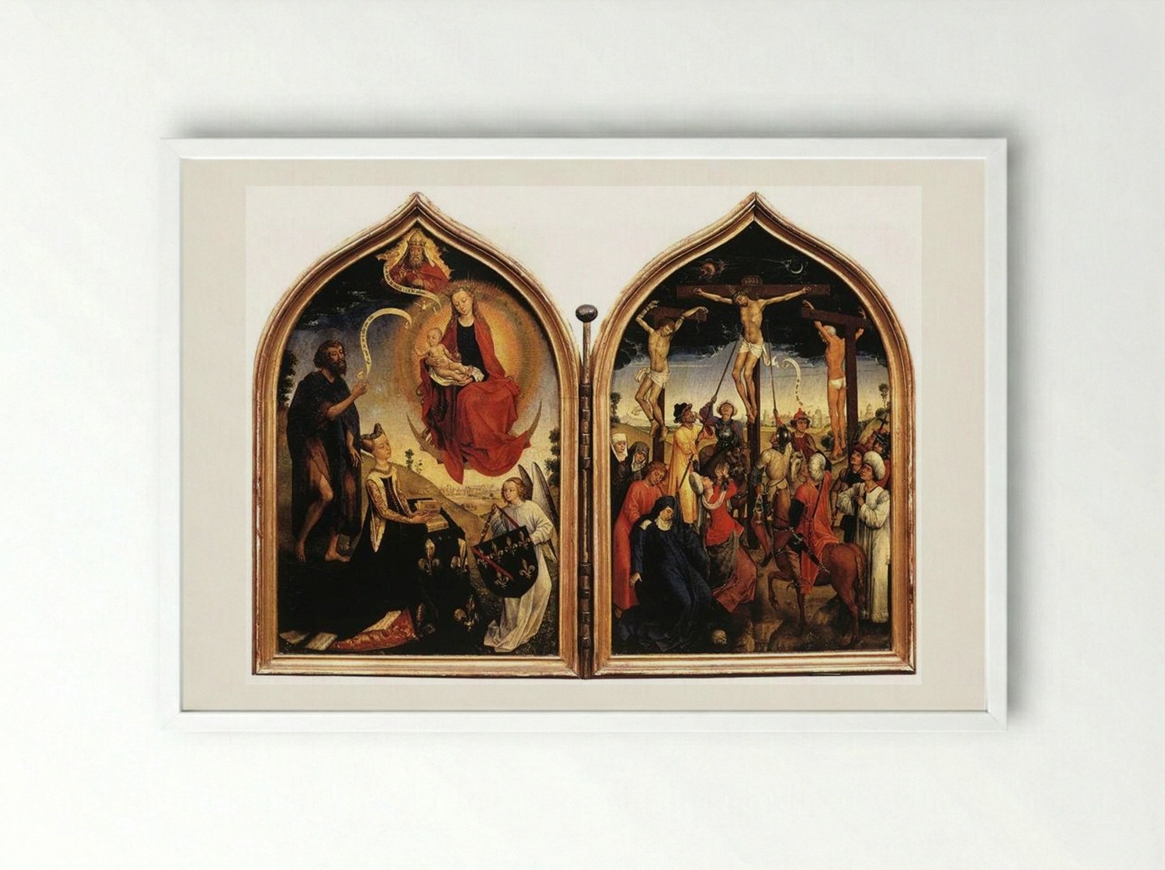 Diptych of Jeanne of France - Rogier van der Weyden - Framed Print White