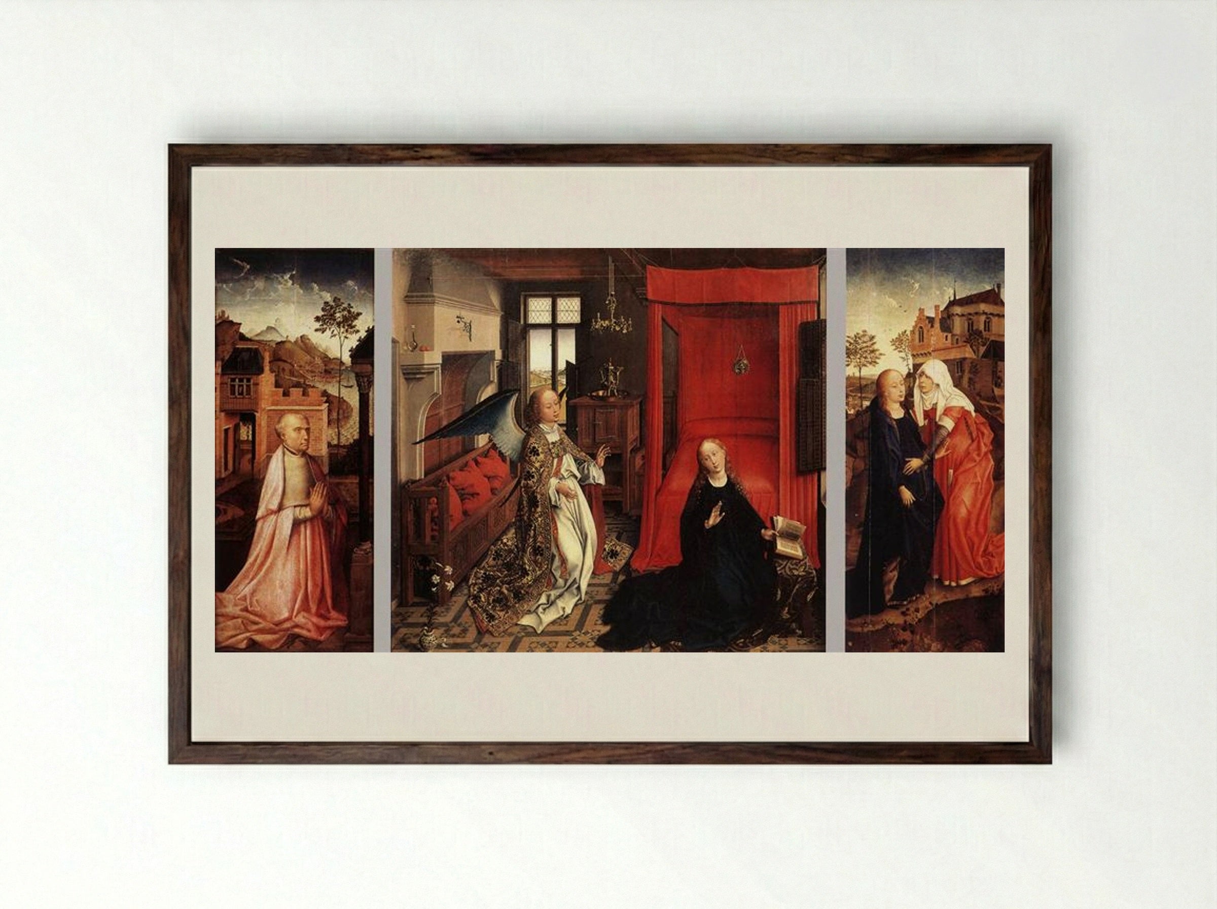 The Annunciation (The Bladelin Triptych) - Rogier van der Weyden - Framed Print Dark Wood