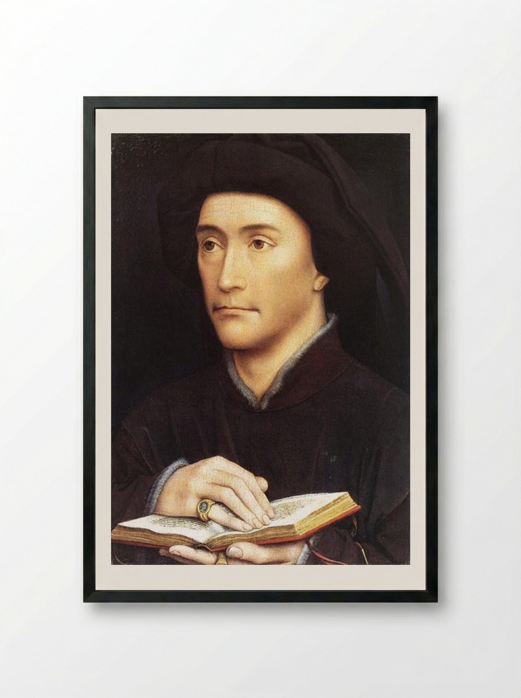 Portrait of a Man with a Book - Rogier van der Weyden - Framed Print Black