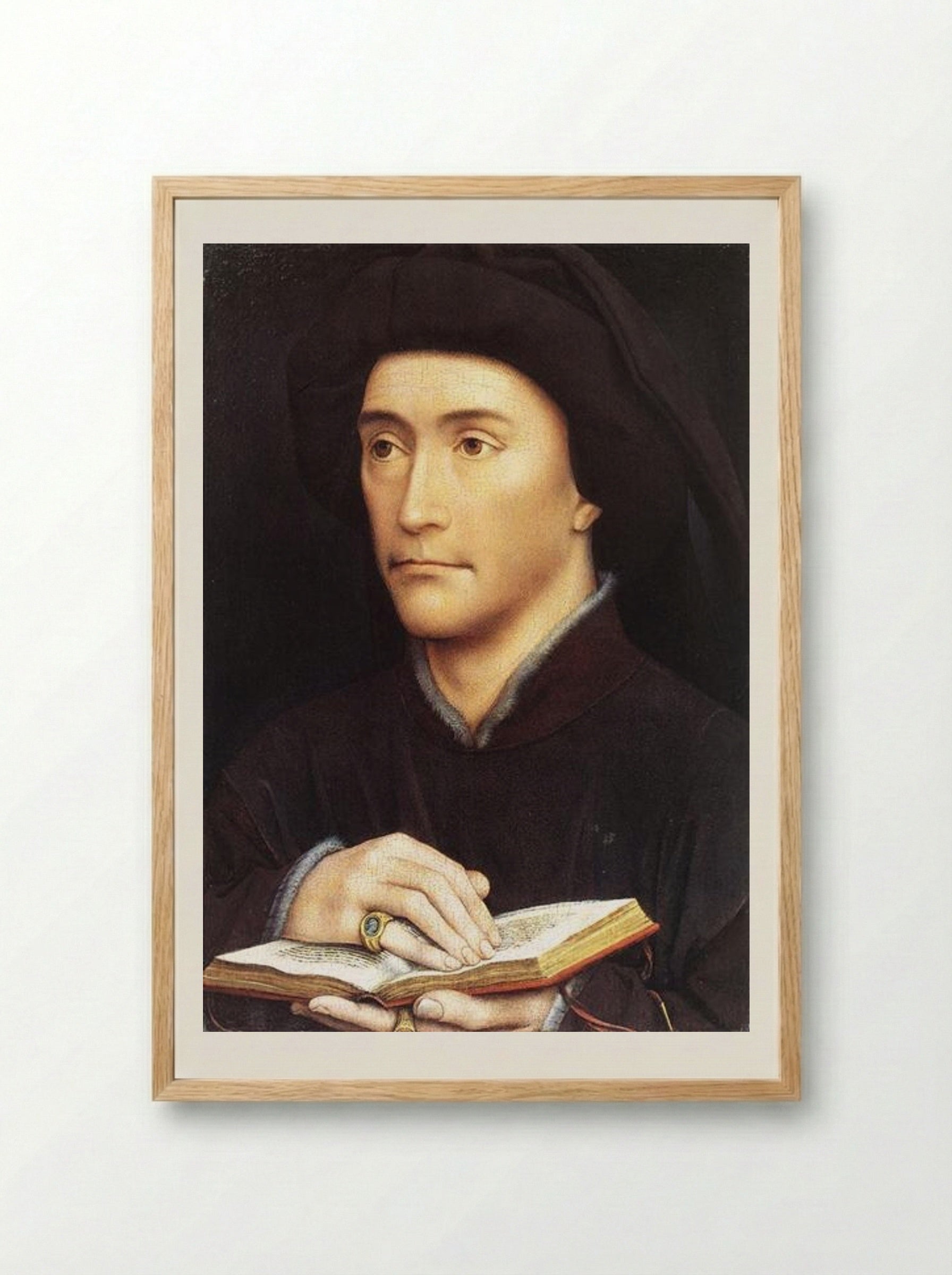 Portrait of a Man with a Book - Rogier van der Weyden - Framed Print Wood