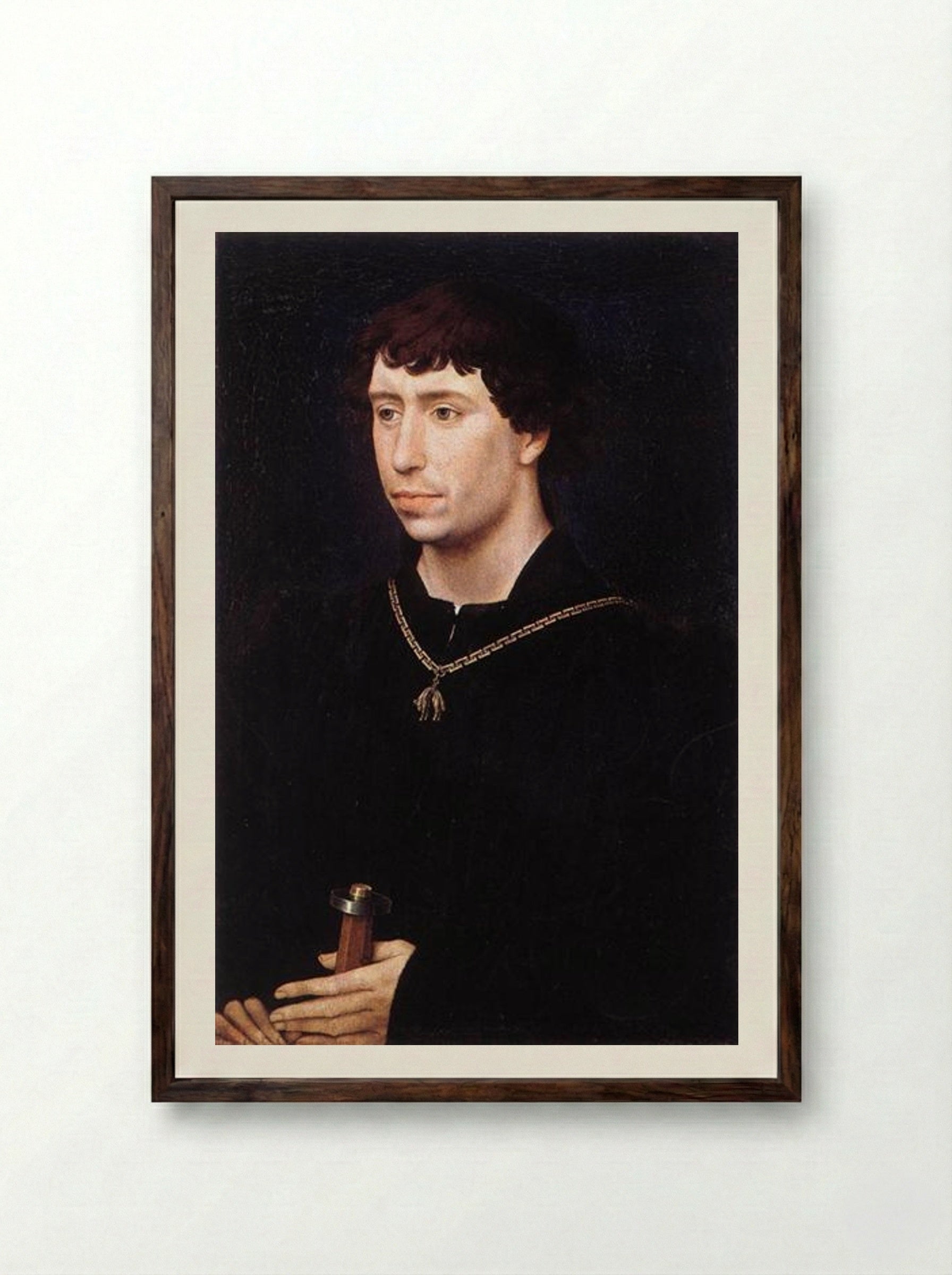 Portrait of Charles the Bold - Rogier van der Weyden - Framed Print Dark Wood