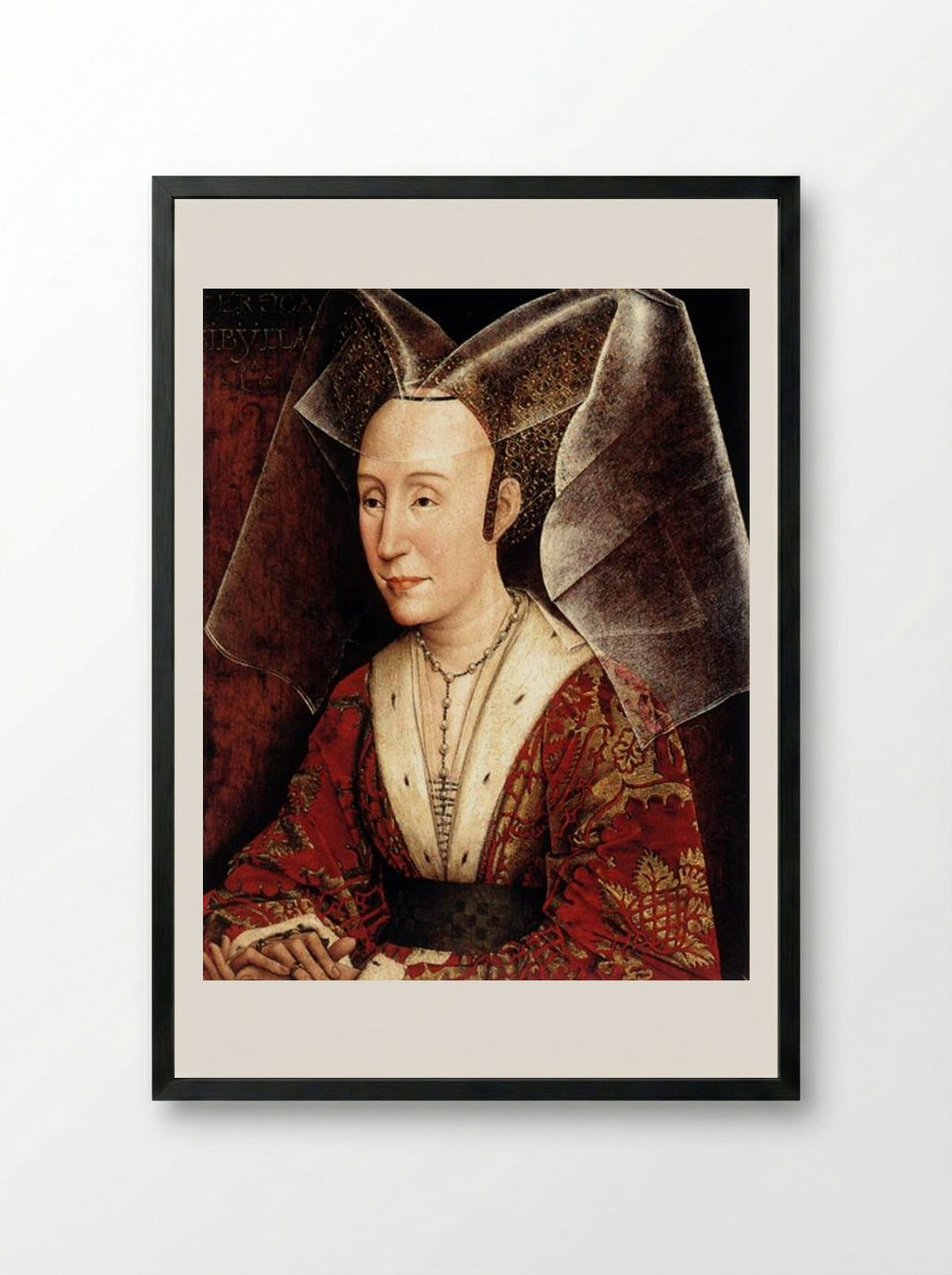 Portrait of Isabella of Portugal - Rogier van der Weyden - Framed Print Black