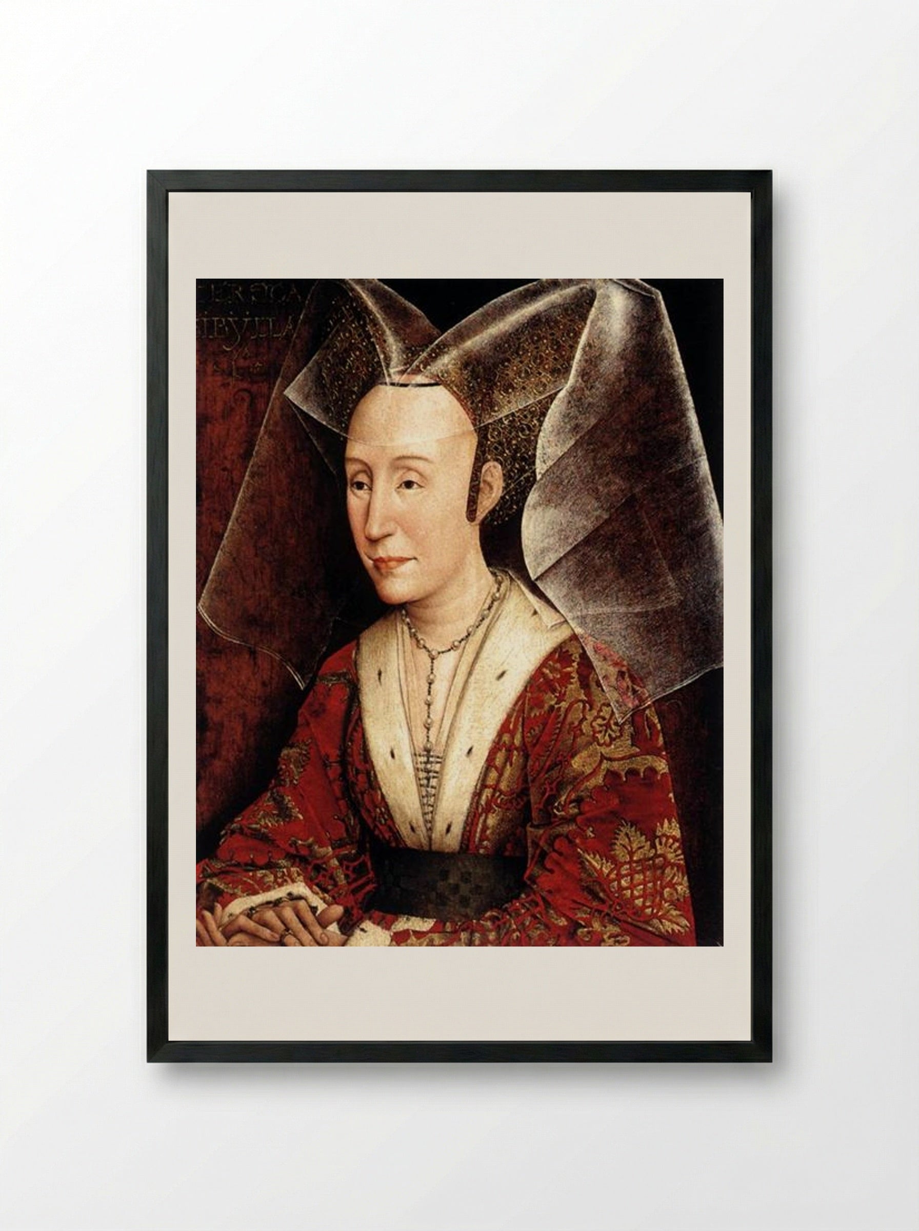 Portrait of Isabella of Portugal - Rogier van der Weyden - Framed Print Black