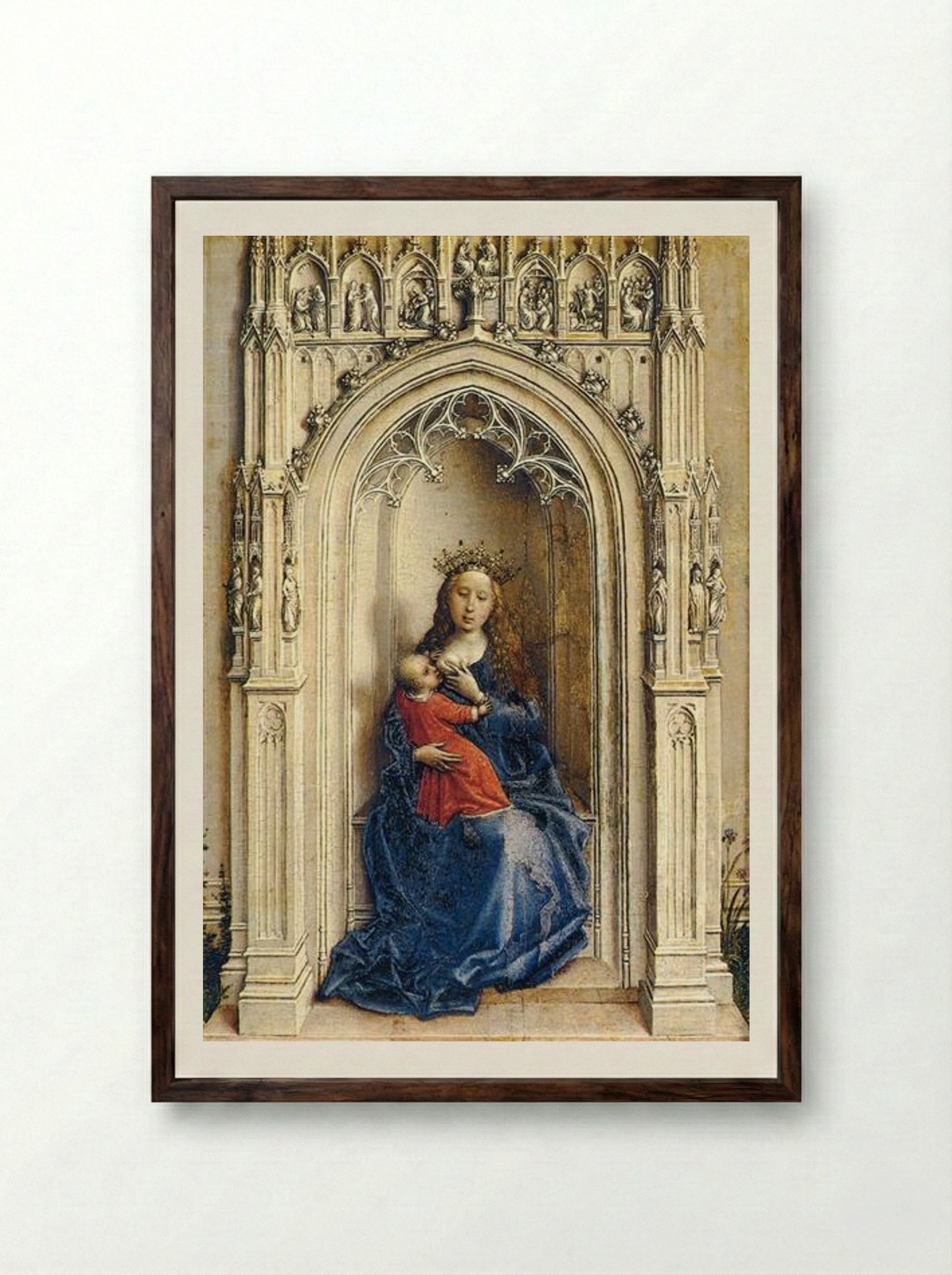 Virgin and Child - Rogier van der Weyden - Framed Print Dark Wood