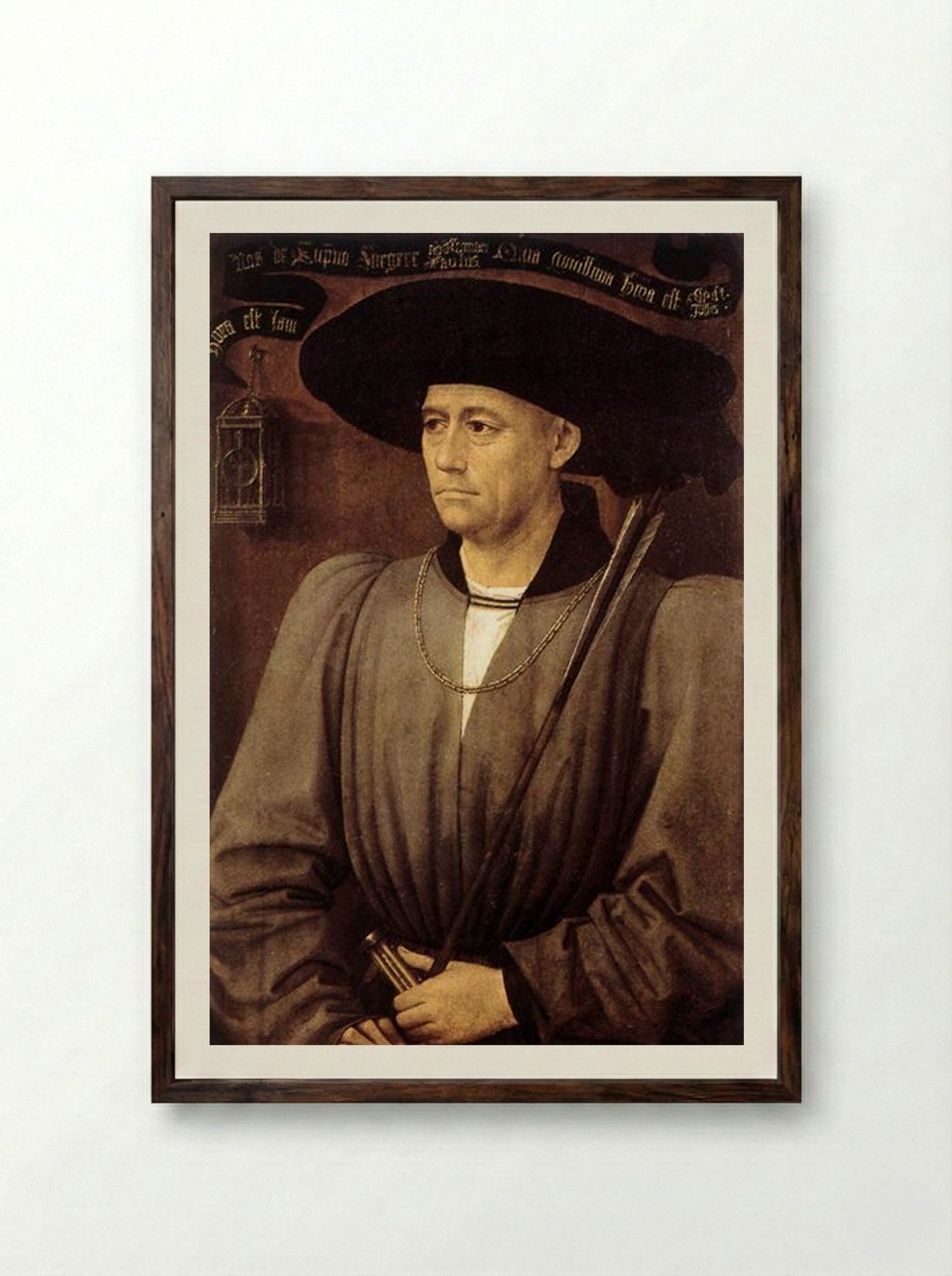 Portrait of a Man - Rogier van der Weyden - Framed Print Dark Wood