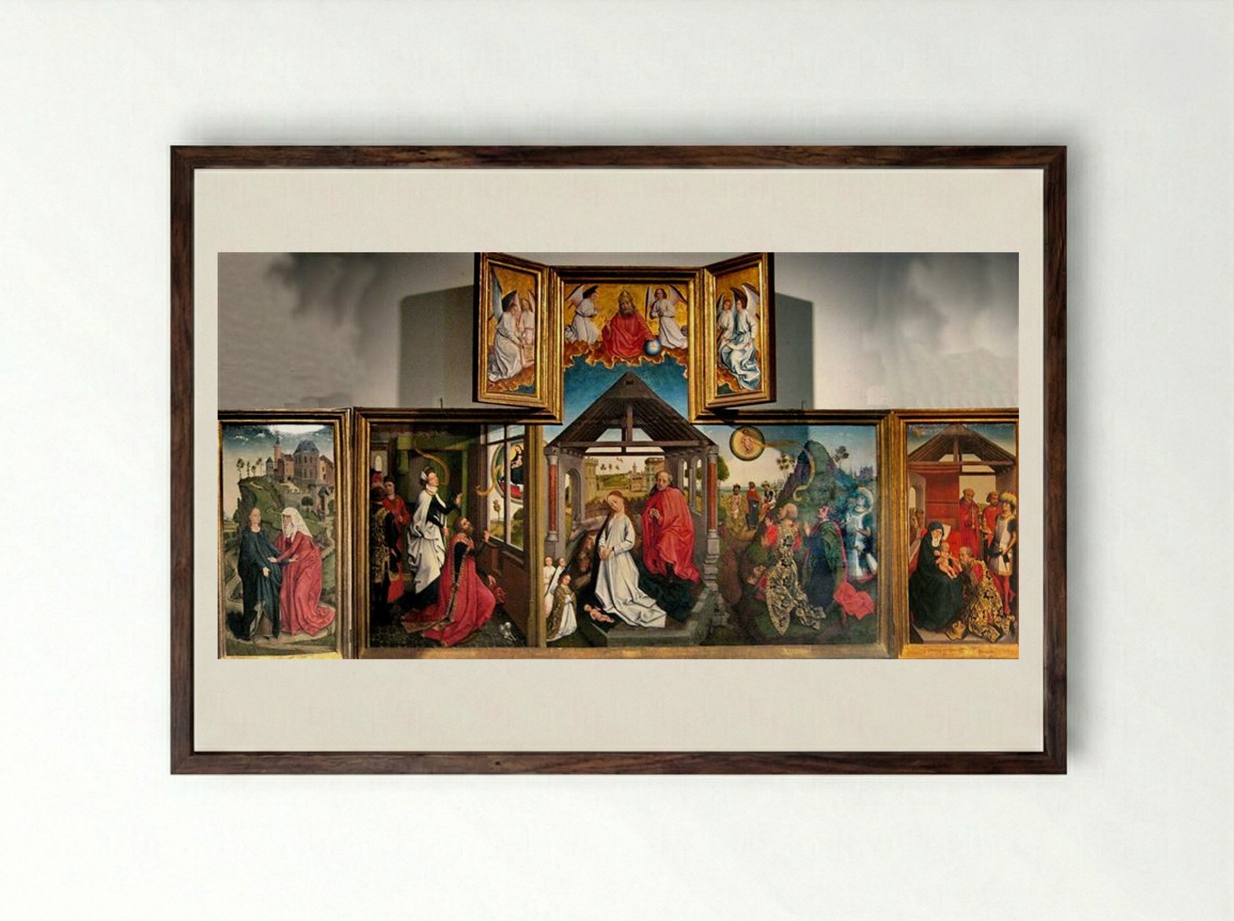 The Bladelin Triptych - Rogier van der Weyden - Framed Print Dark Wood