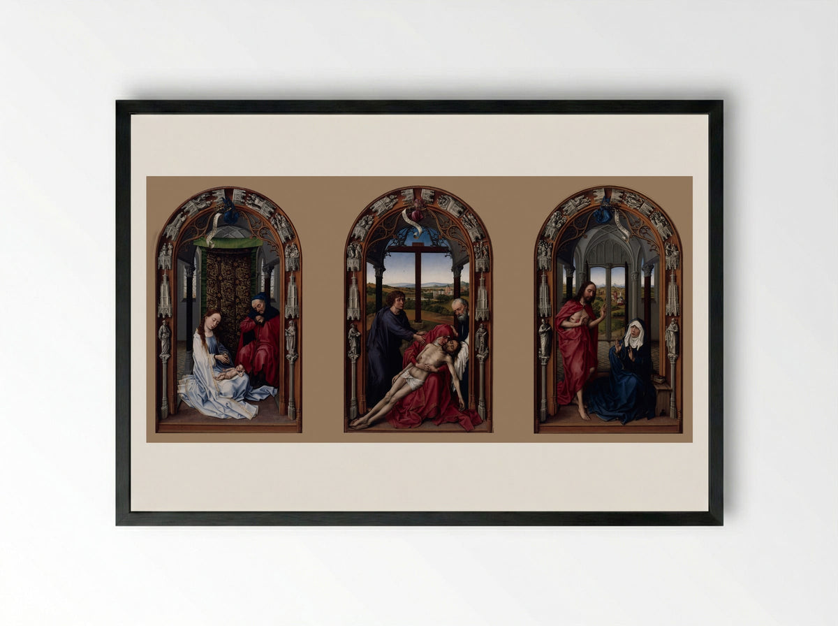 Miraflores Altarpiece - Rogier van der Weyden - Framed Print Black