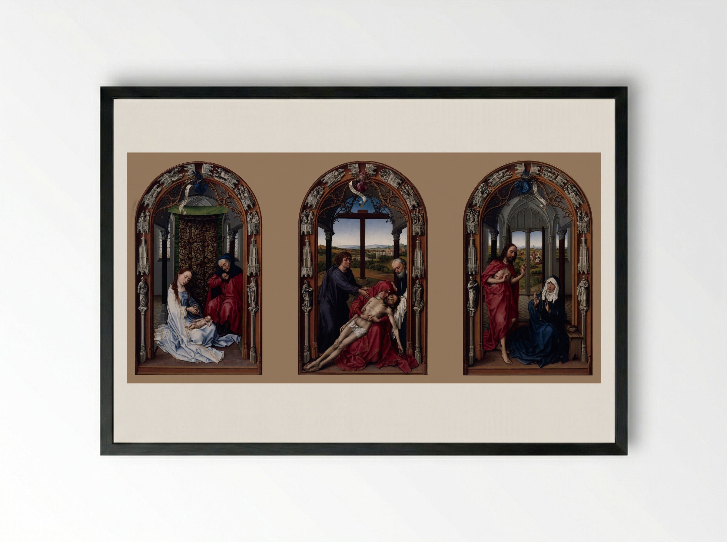 Miraflores Altarpiece - Rogier van der Weyden - Framed Print Black