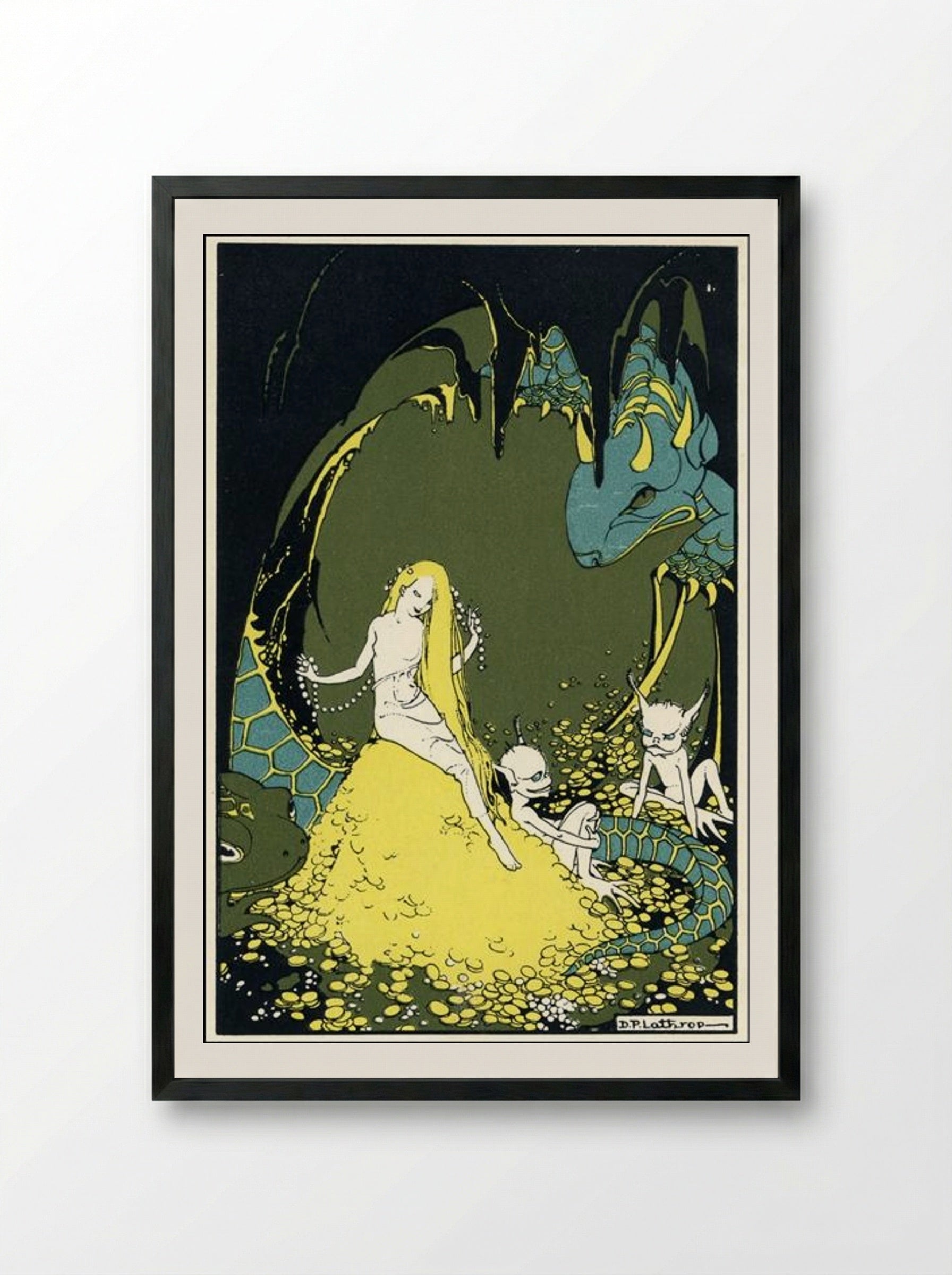 Illustration for The Treasure of Carcassonne - Dorothy Lathrop - Framed Print Black