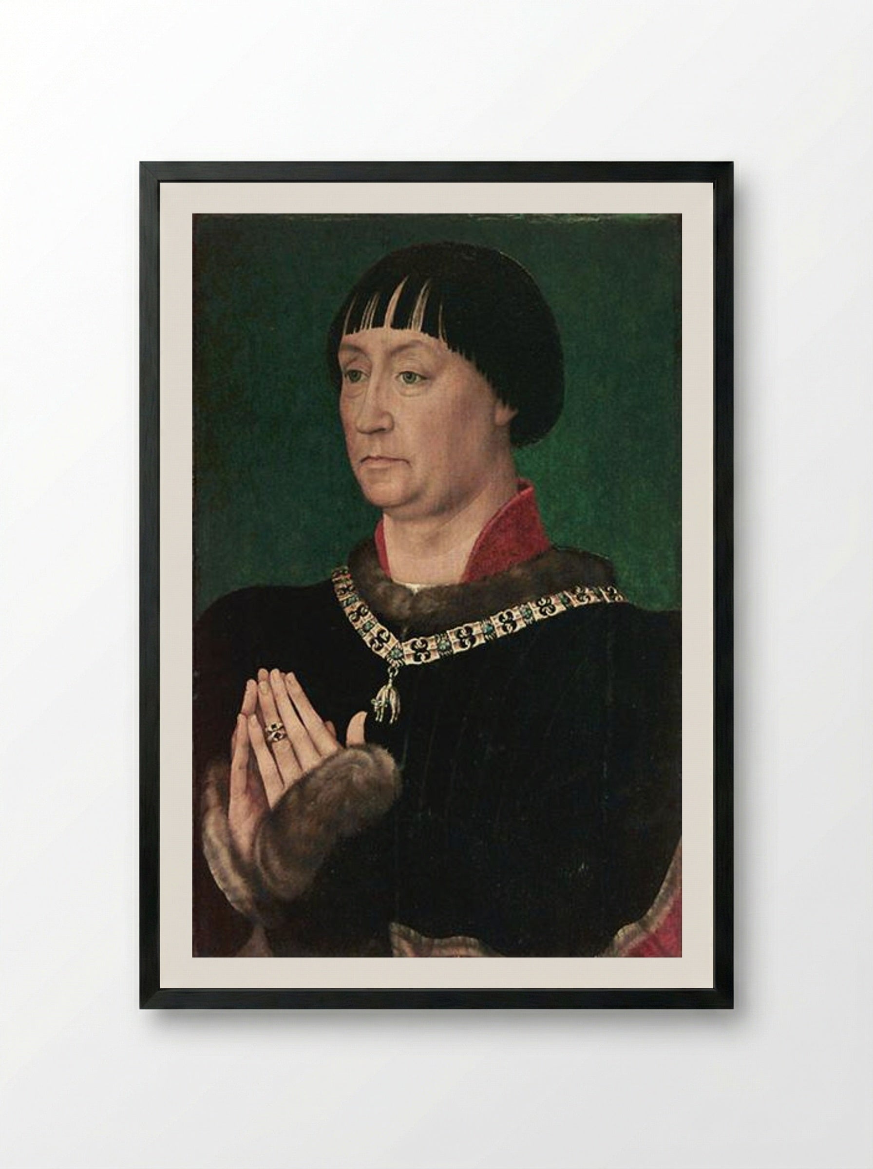 Portrait of Jean le Belliqueux - Rogier van der Weyden - Framed Print Black
