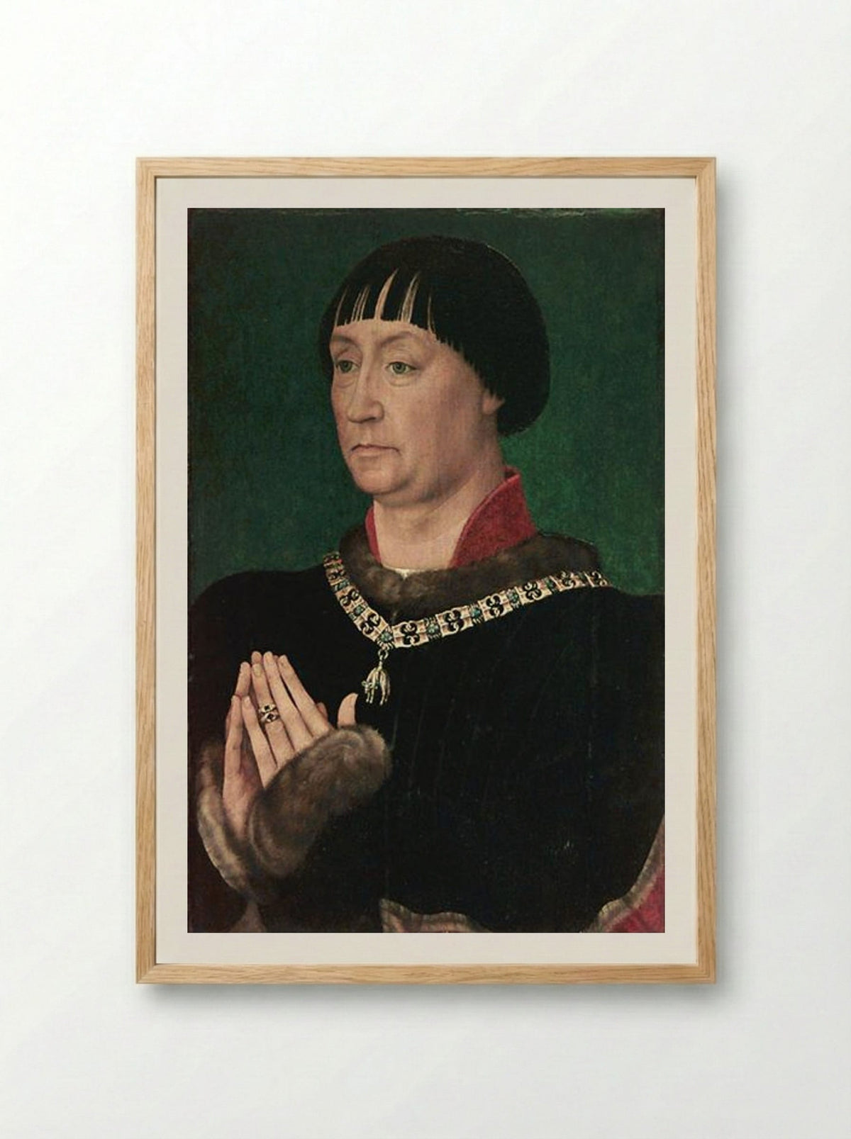 Portrait of Jean le Belliqueux - Rogier van der Weyden - Framed Print Wood