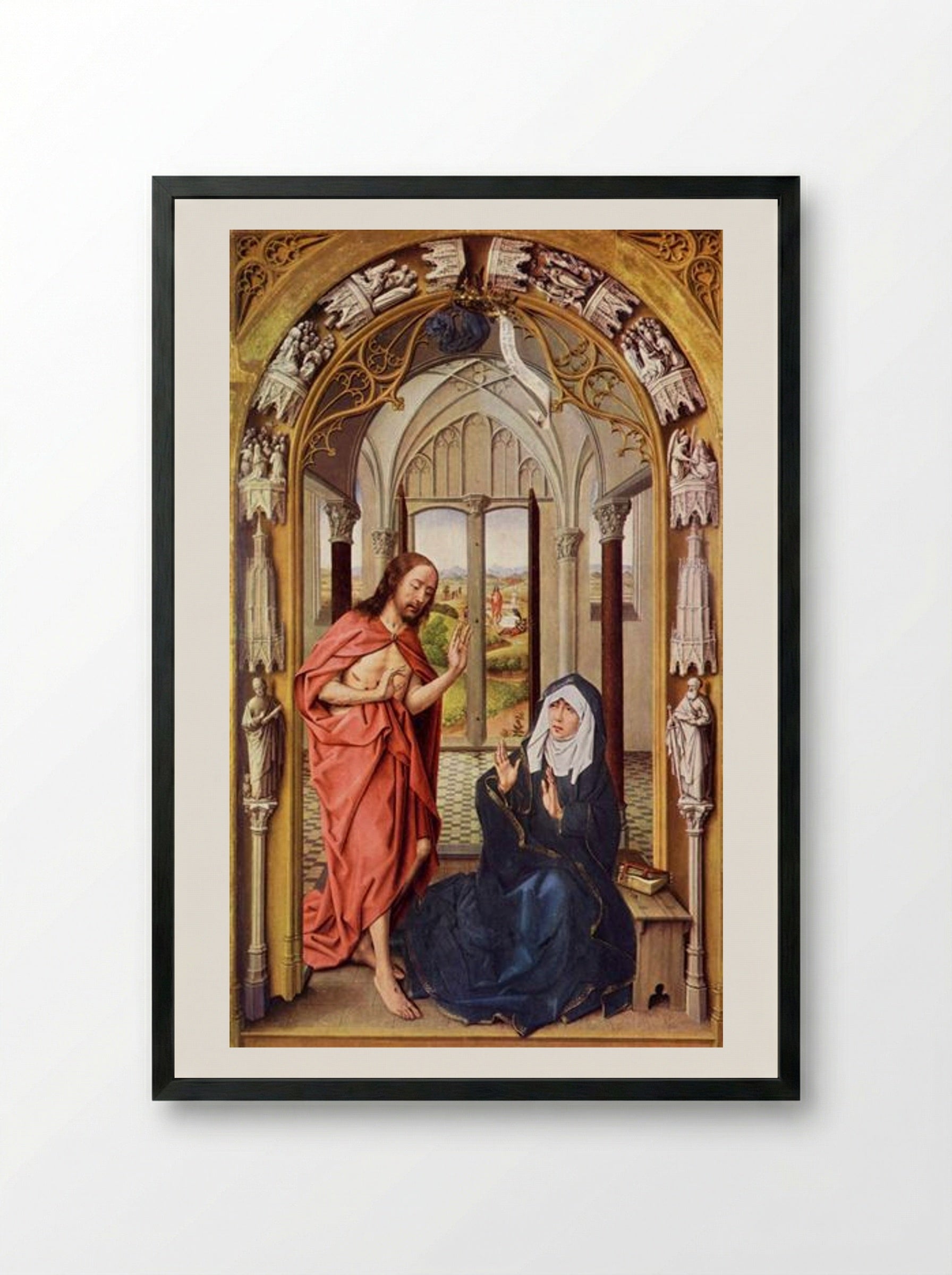 Christ Appearing to His Mother - Rogier van der Weyden - Framed Print Black