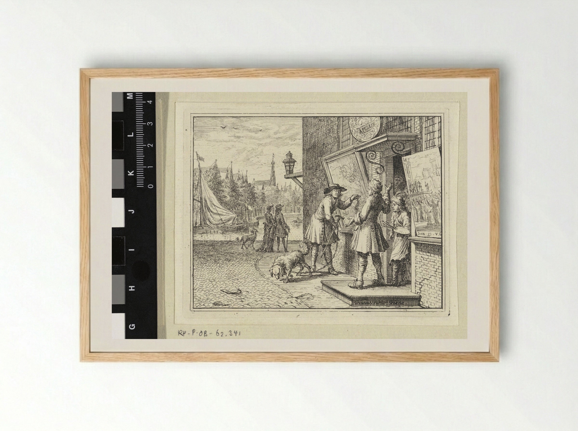 Man Before a Painter's Shop - Vincent Laurensz. van der Vinne (II) - Framed Print Wood