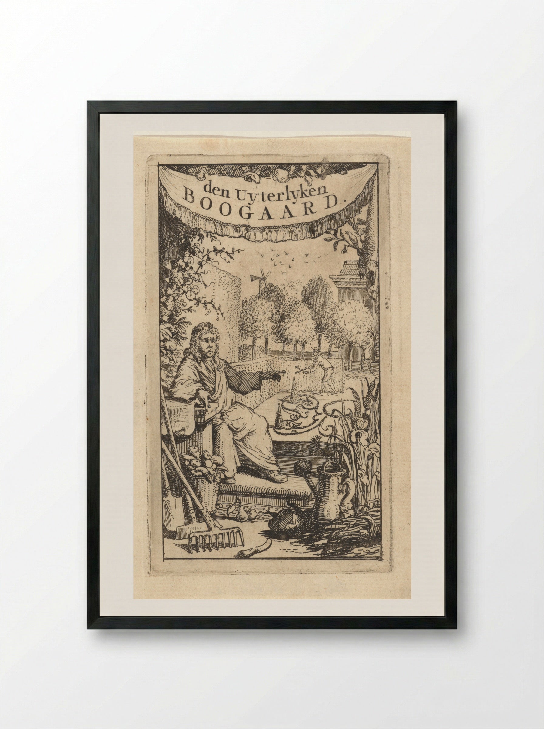 Man in een tuin - Vincent Laurensz. van der Vinne (II) - Framed Print Black