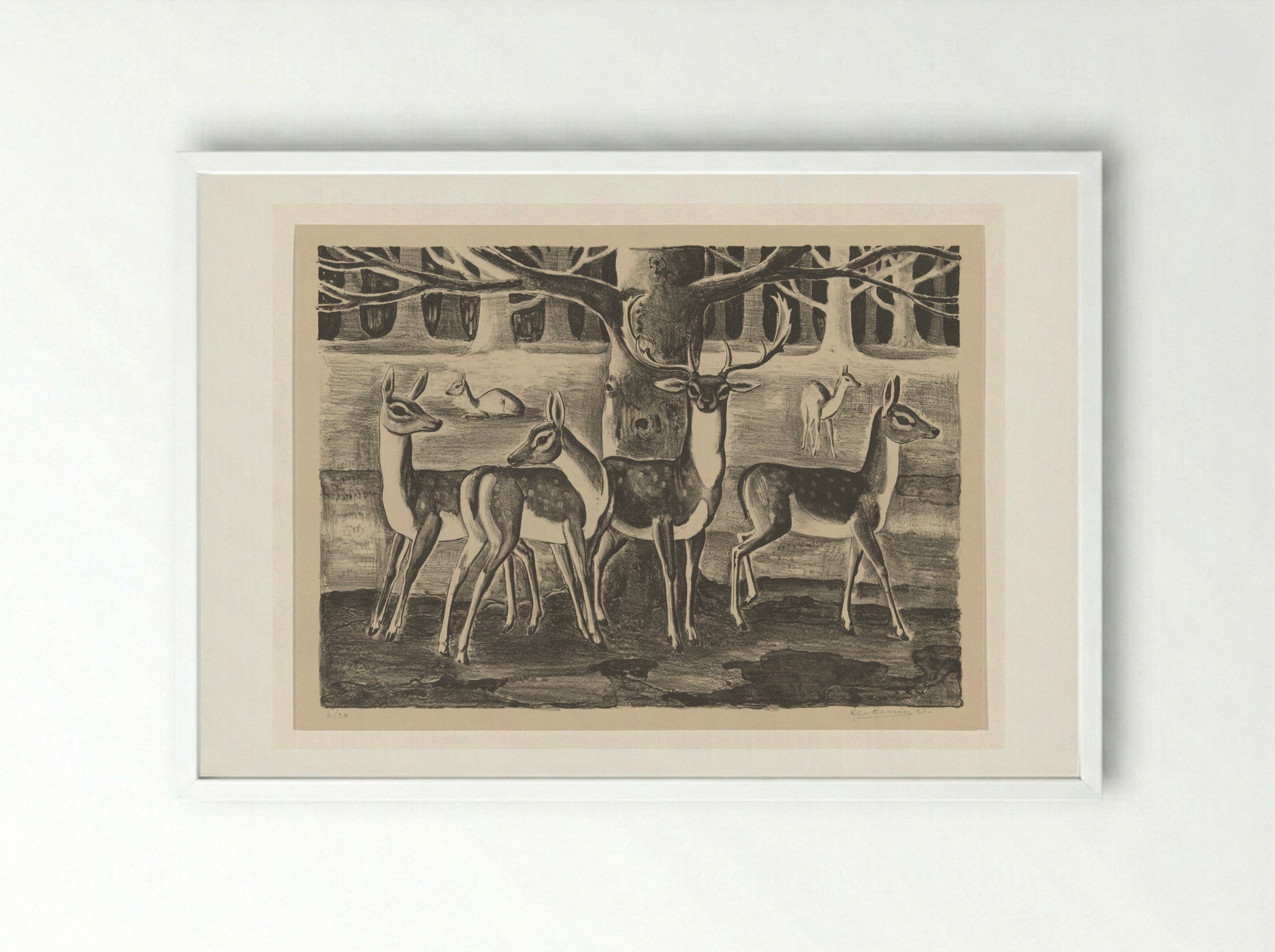 Herten - Ger Gerrits - Framed Print White