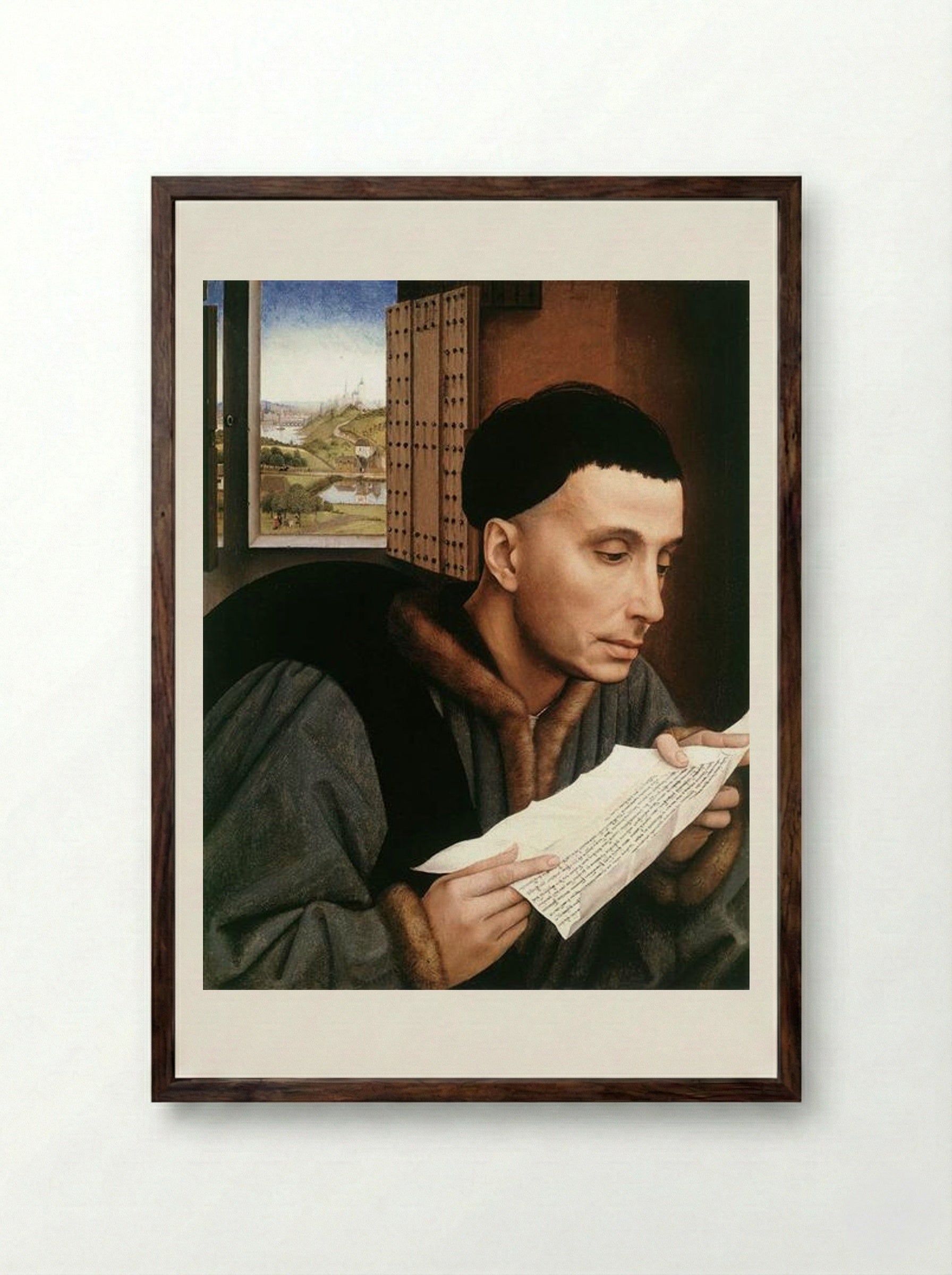 Saint Ivo - Rogier van der Weyden - Framed Print Dark Wood