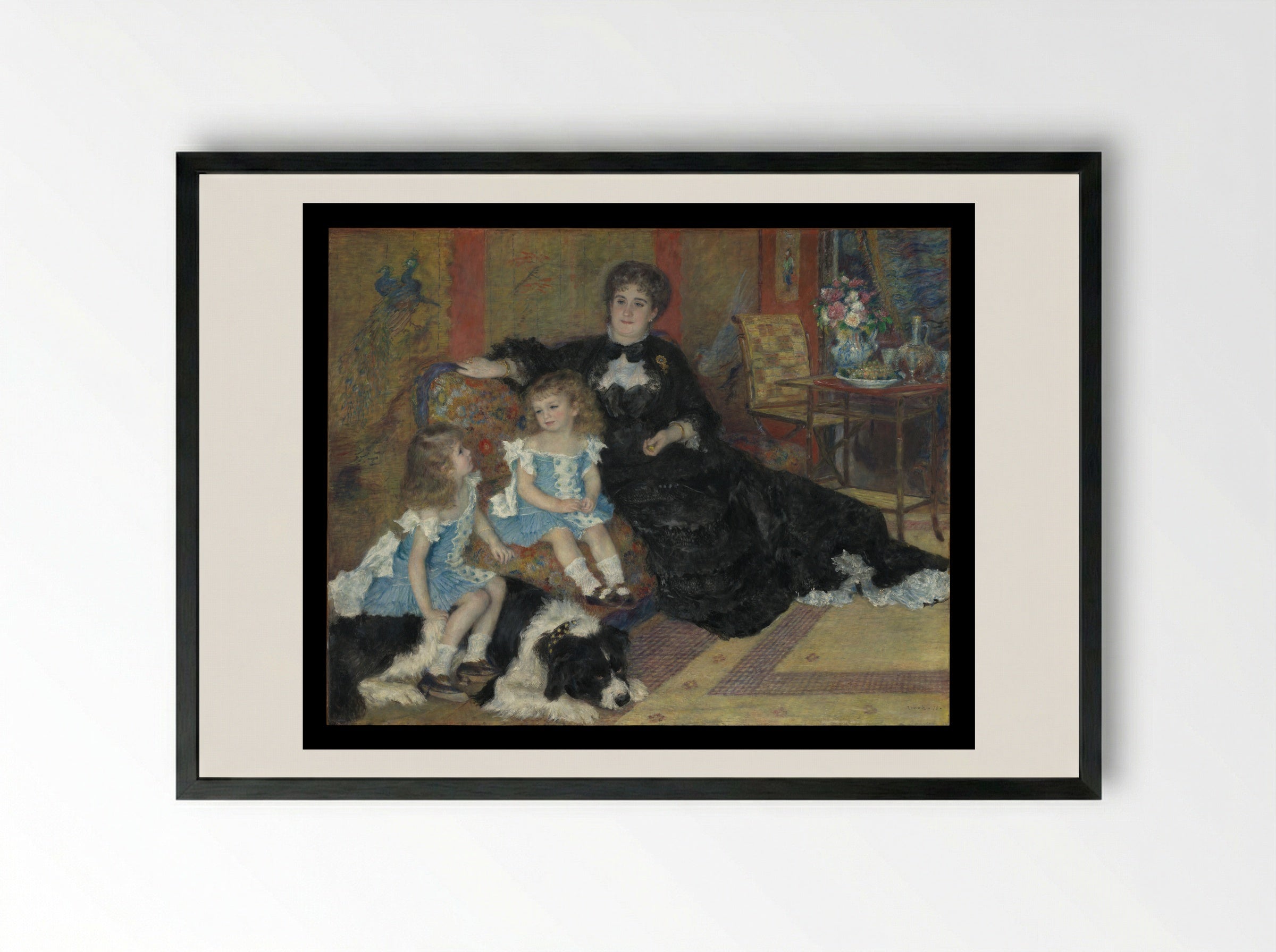 Madame Georges Charpentier and Her Children - Pierre-Auguste Renoir - Framed Print Black