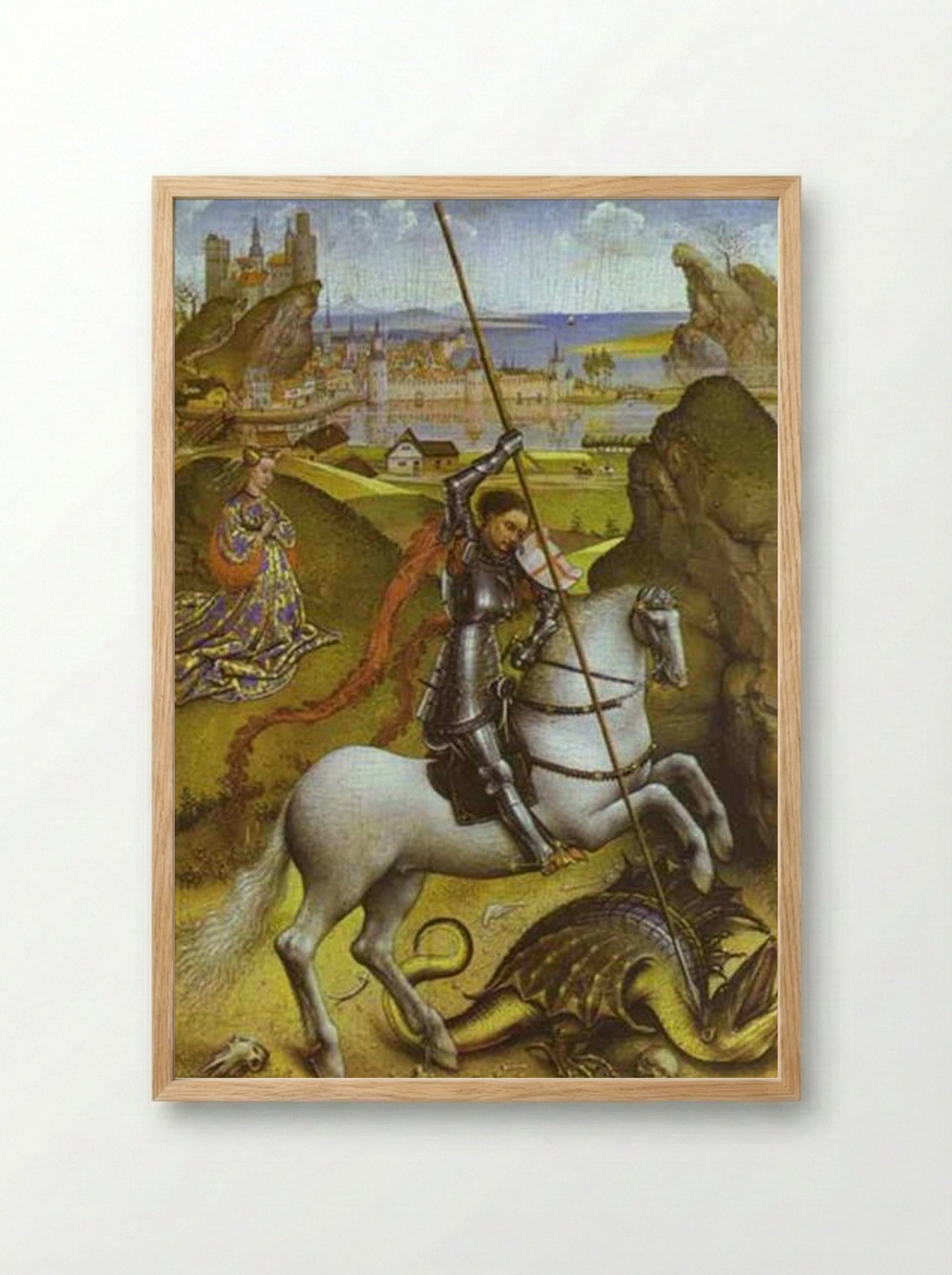 Saint George and the Dragon - Rogier van der Weyden - Framed Print Wood