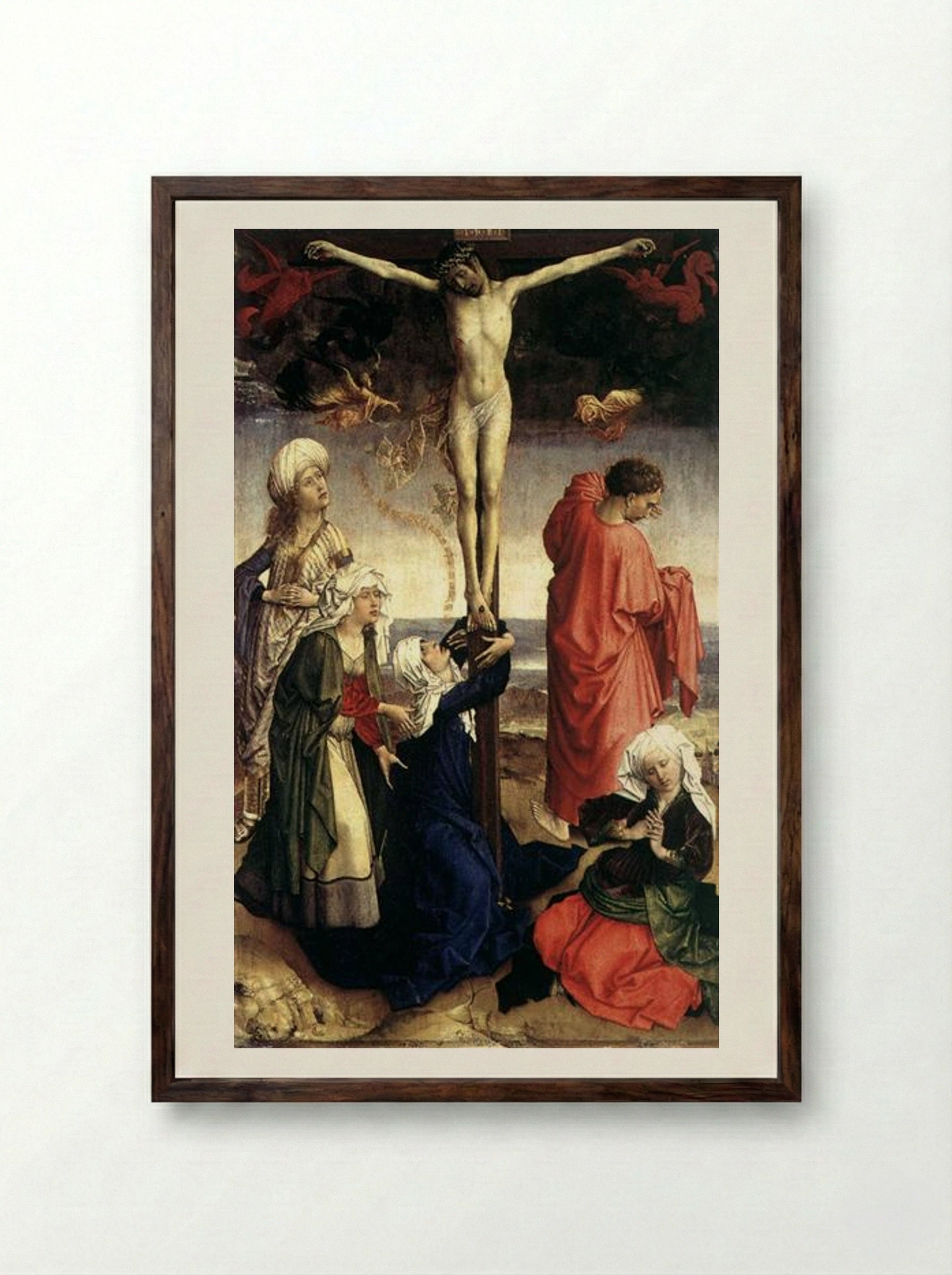Crucifixion - Rogier van der Weyden - Framed Print Dark Wood