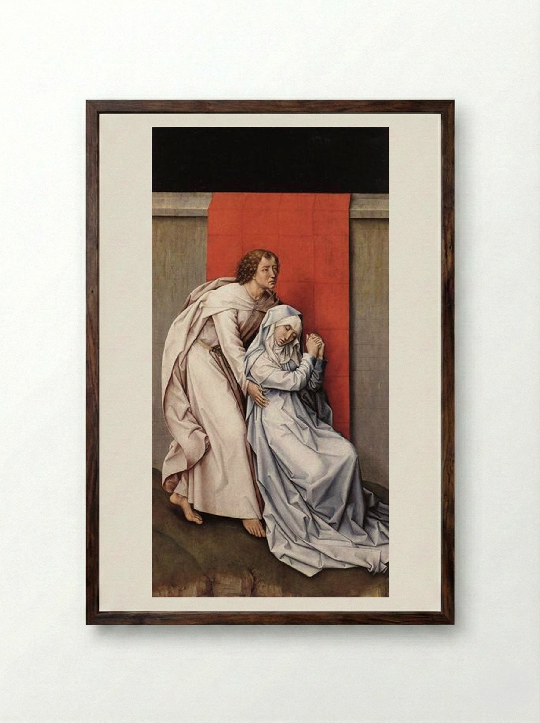 Crucifixion Diptych - Rogier van der Weyden - Framed Print Dark Wood