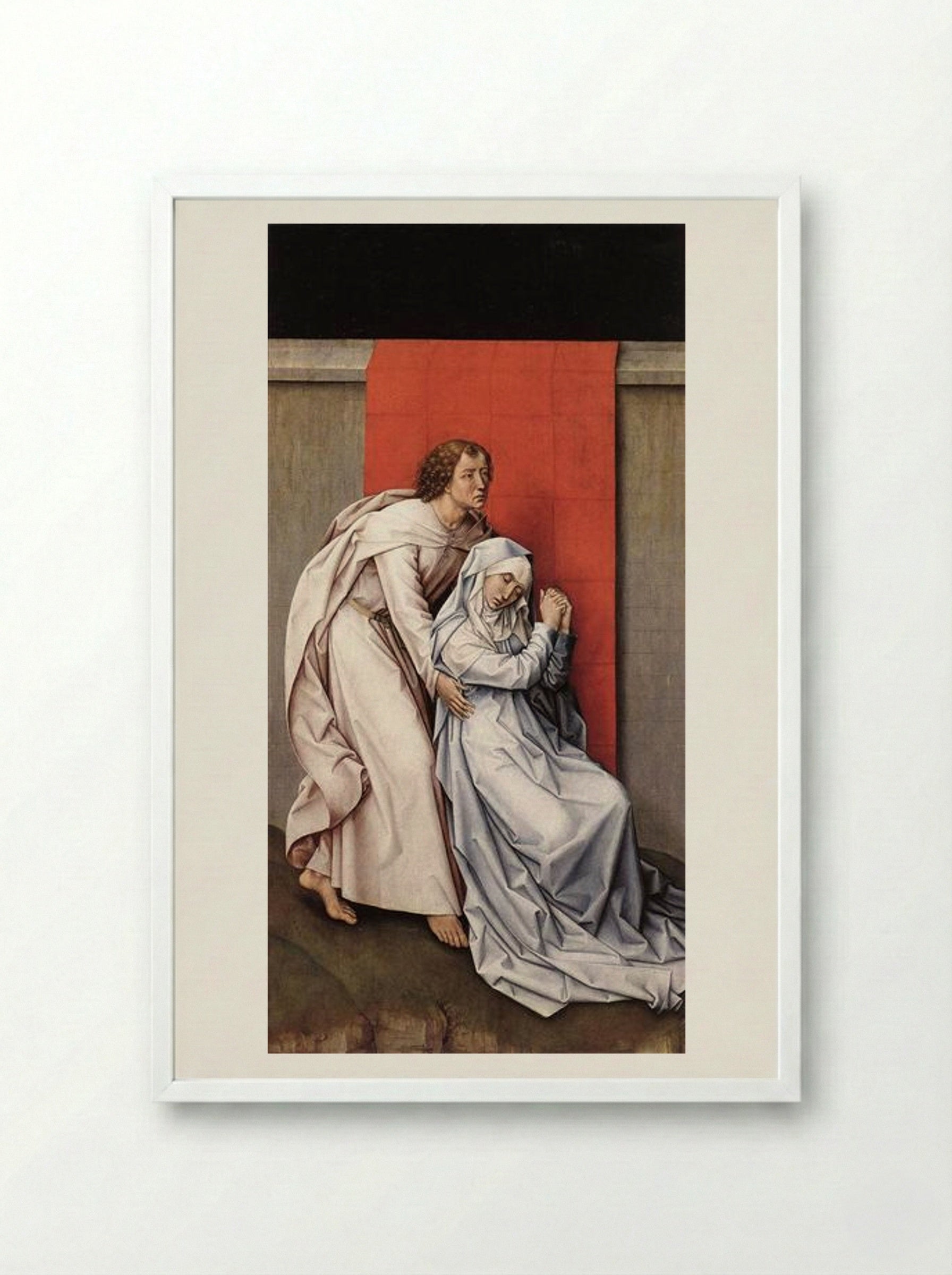 Crucifixion Diptych - Rogier van der Weyden - Framed Print White