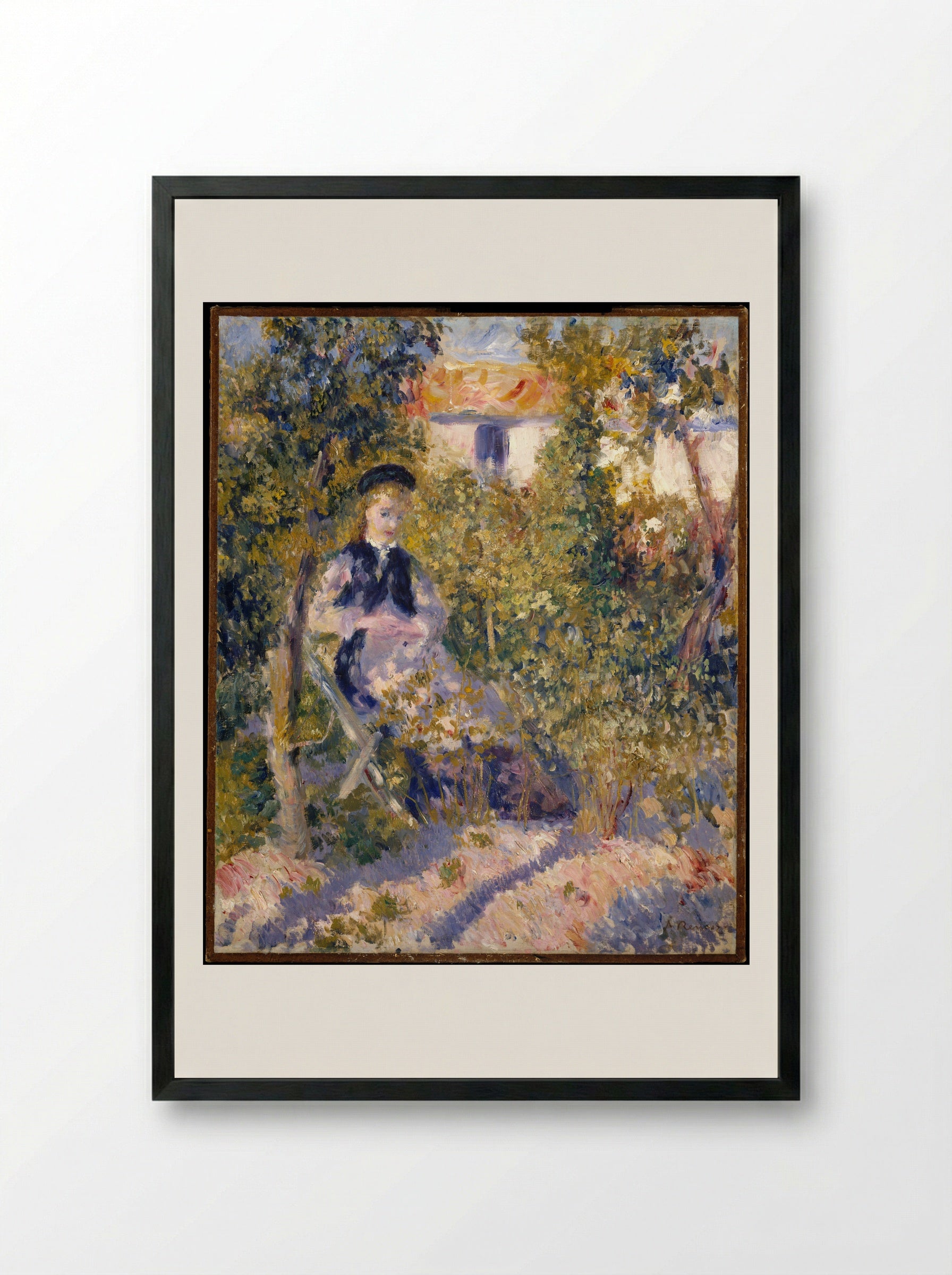 Nini in the Garden - Auguste Renoir - Framed Print Black