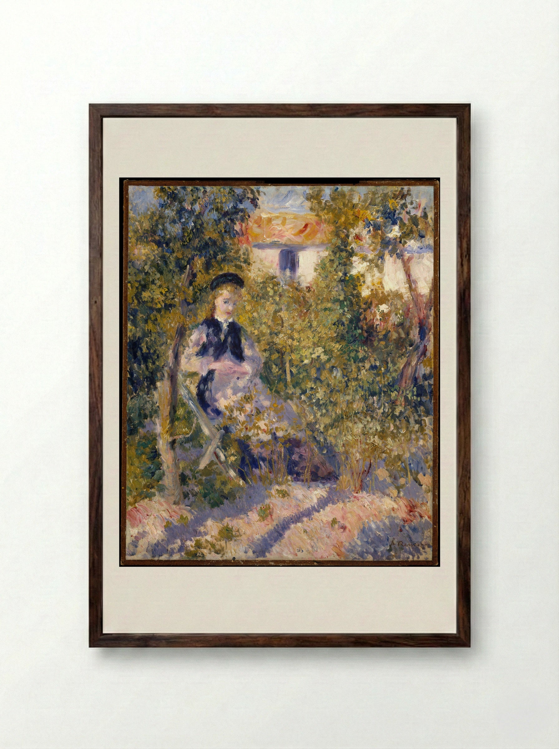 Nini in the Garden - Auguste Renoir - Framed Print Dark Wood