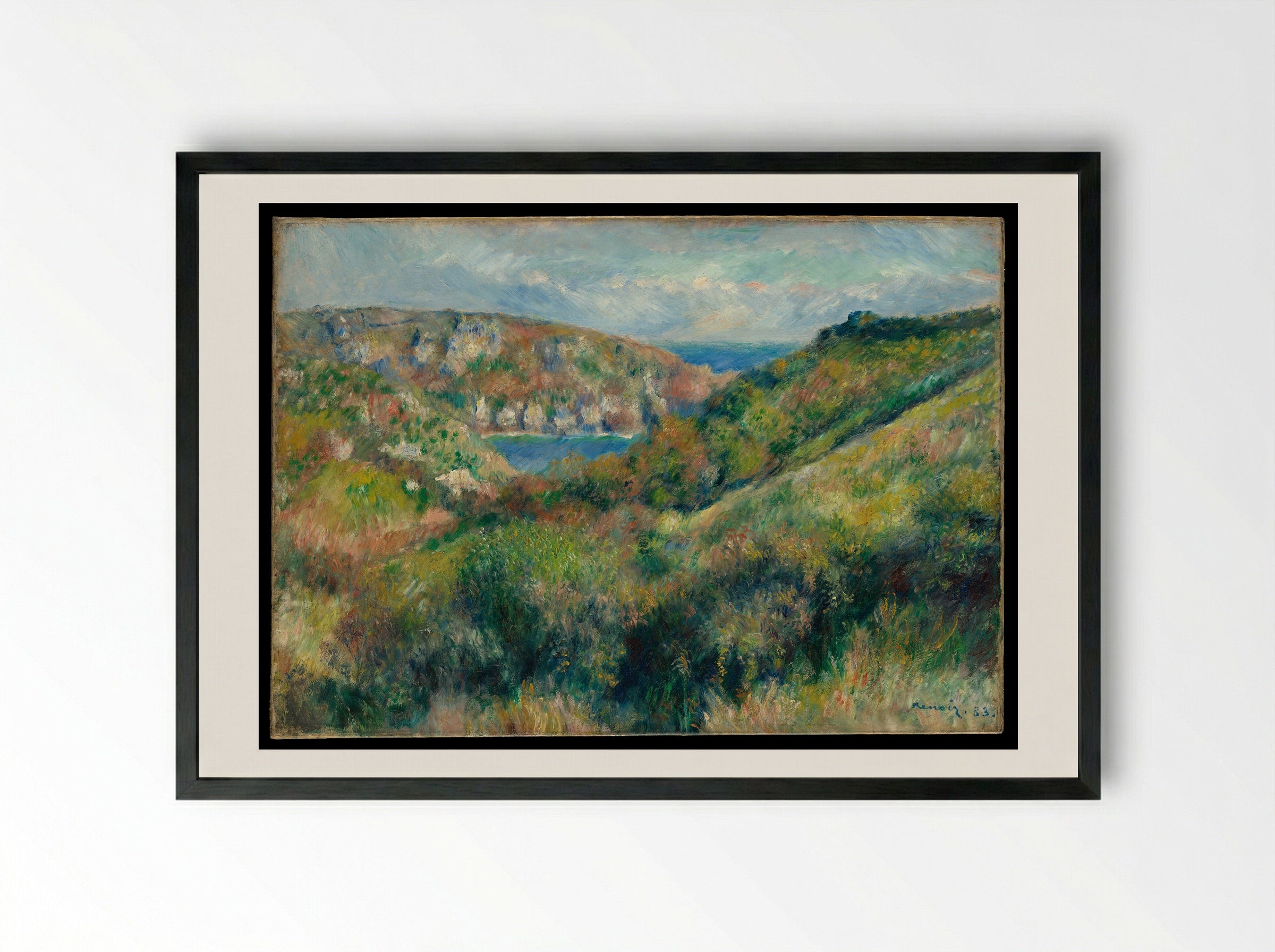 Hills around the Bay of Moulin Huet, Guernsey - Auguste Renoir - Framed Print Black