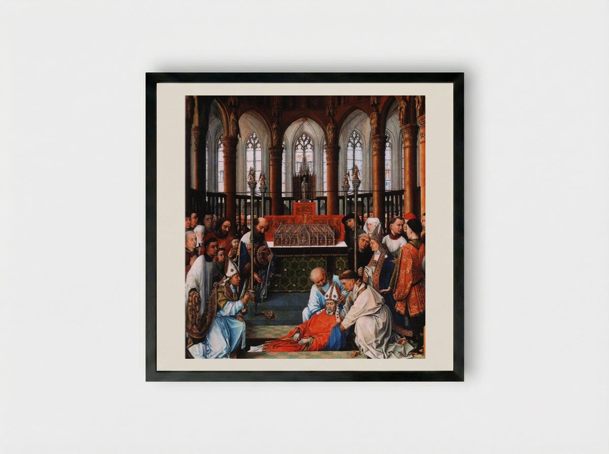 Exhumation of Saint Hubert - Rogier van der Weyden - Framed Print Black