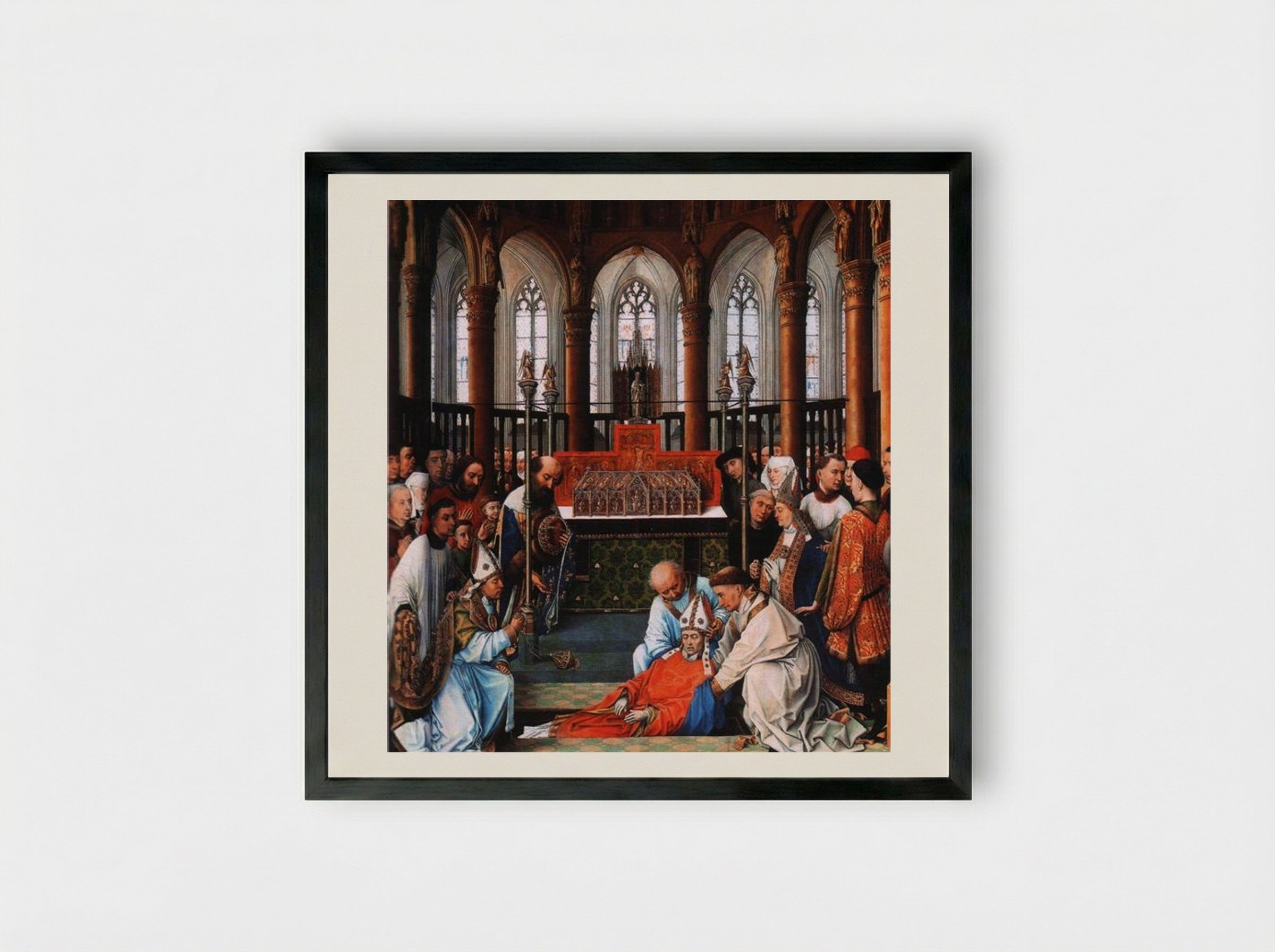 Exhumation of Saint Hubert - Rogier van der Weyden - Framed Print Black
