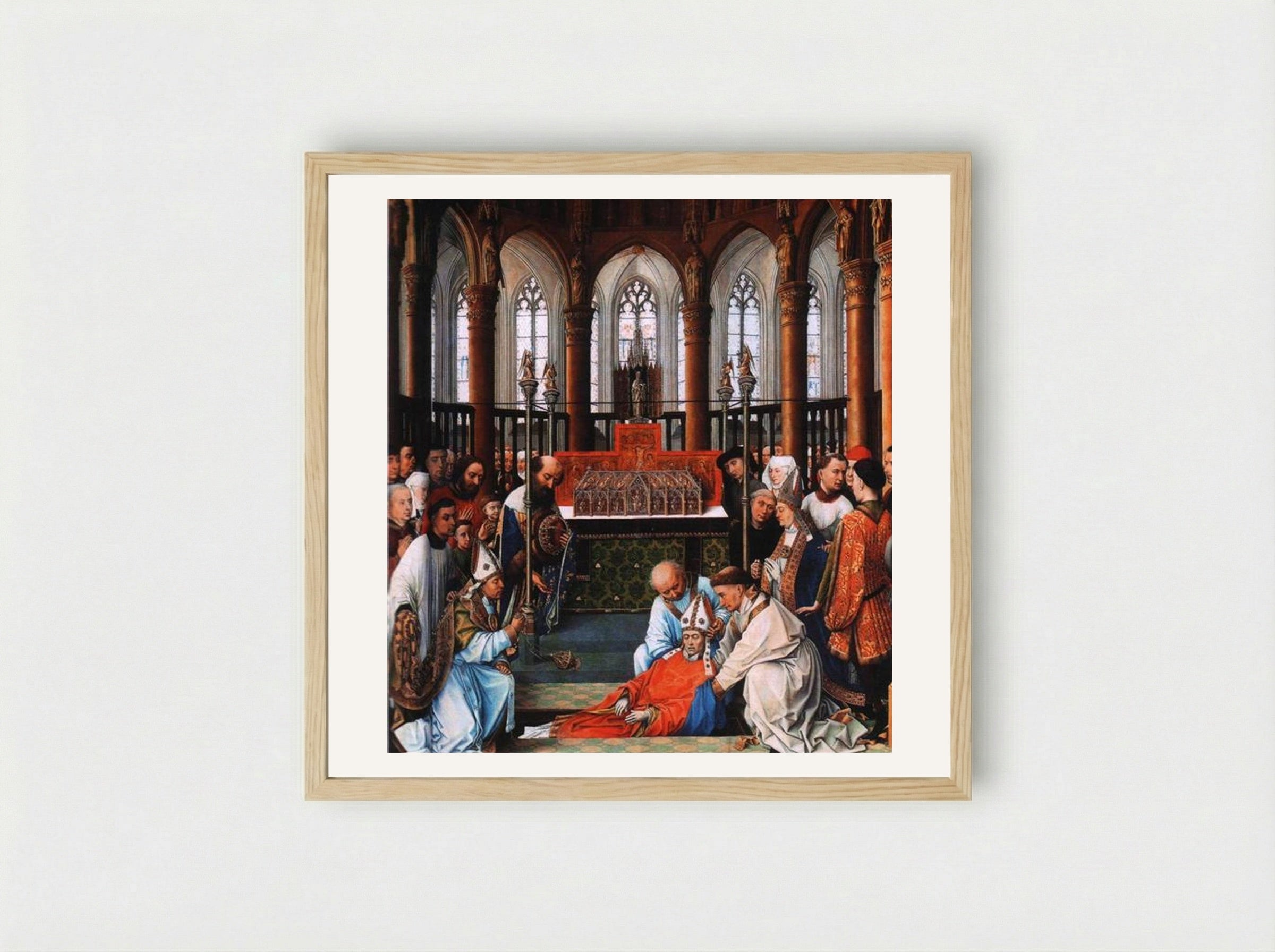 Exhumation of Saint Hubert - Rogier van der Weyden - Framed Print Wood