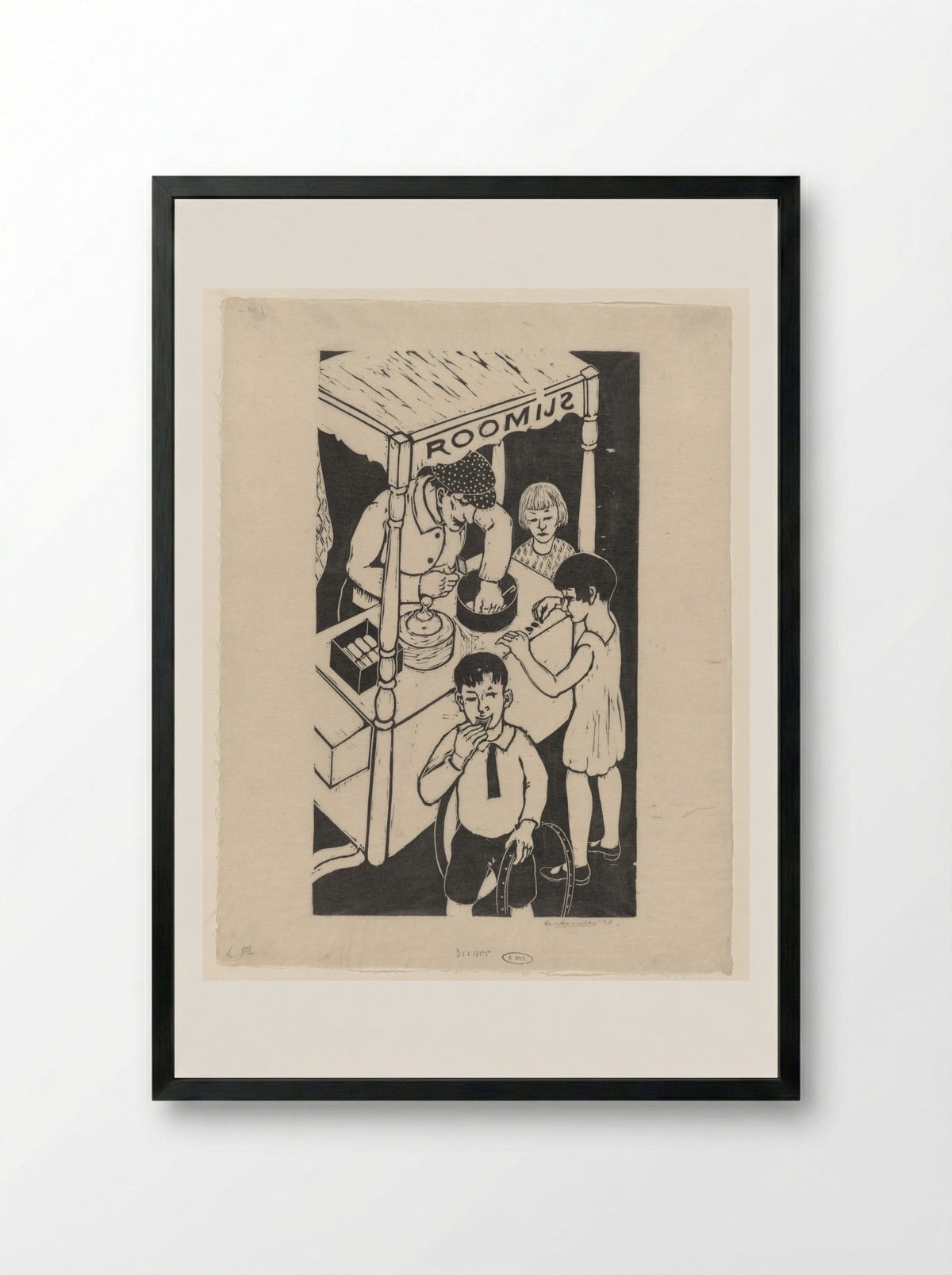 IJskarretje (Ice Cream Cart) - Ger Gerrits - Framed Print Black