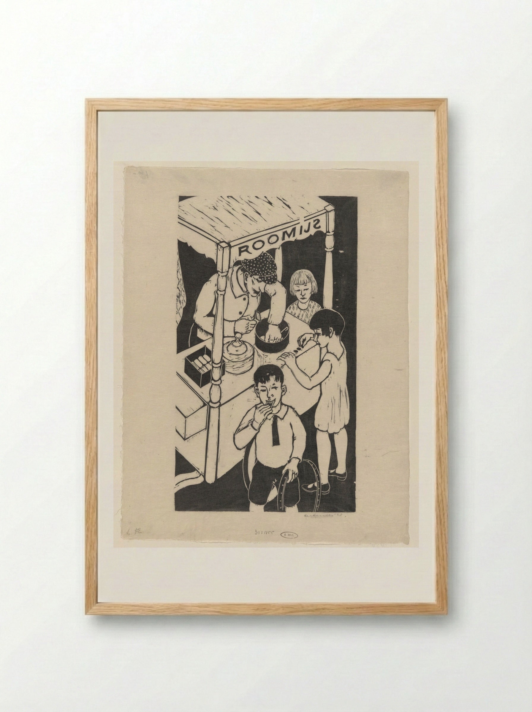 IJskarretje (Ice Cream Cart) - Ger Gerrits - Framed Print Wood