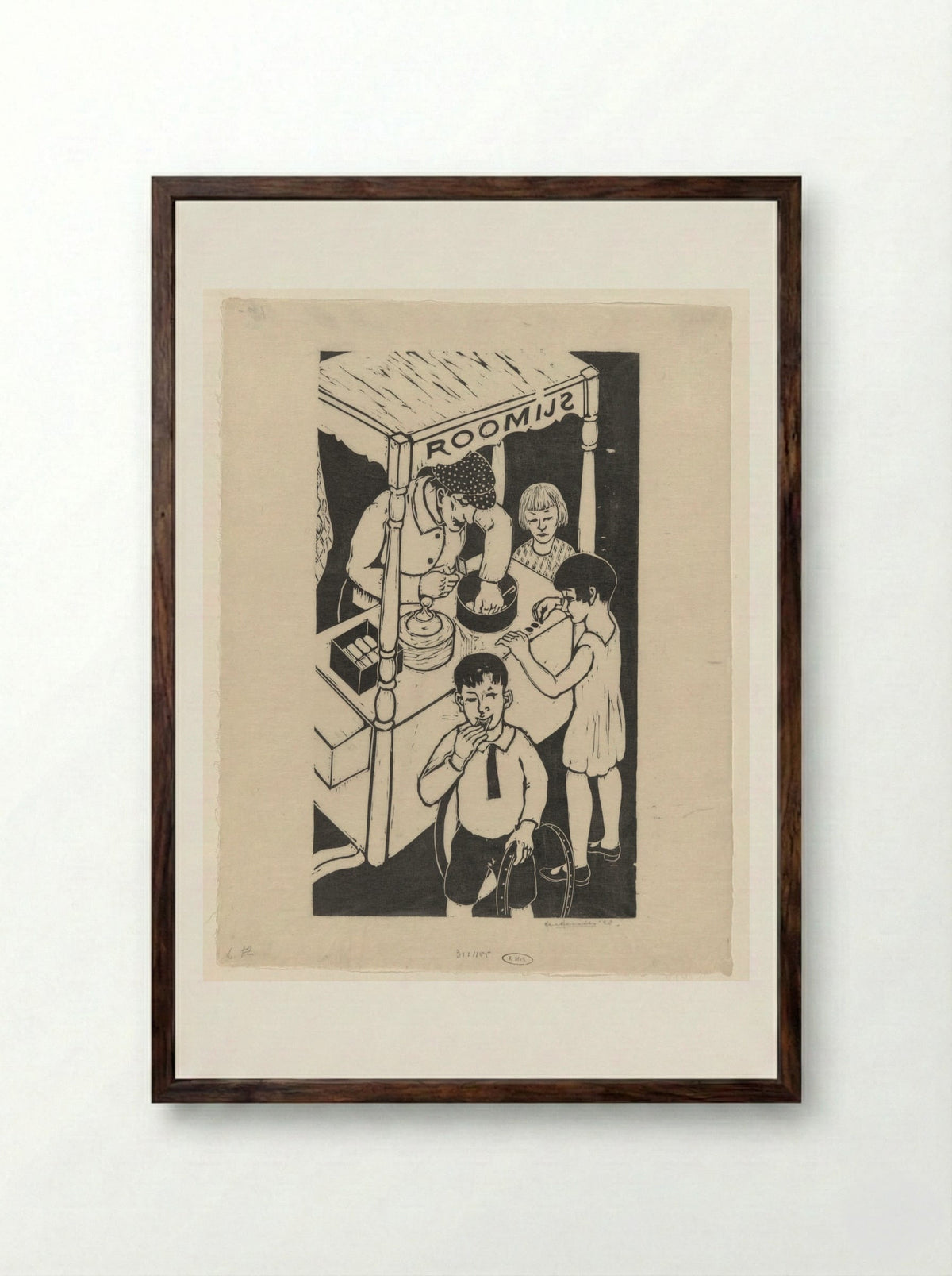 IJskarretje (Ice Cream Cart) - Ger Gerrits - Framed Print Dark Wood