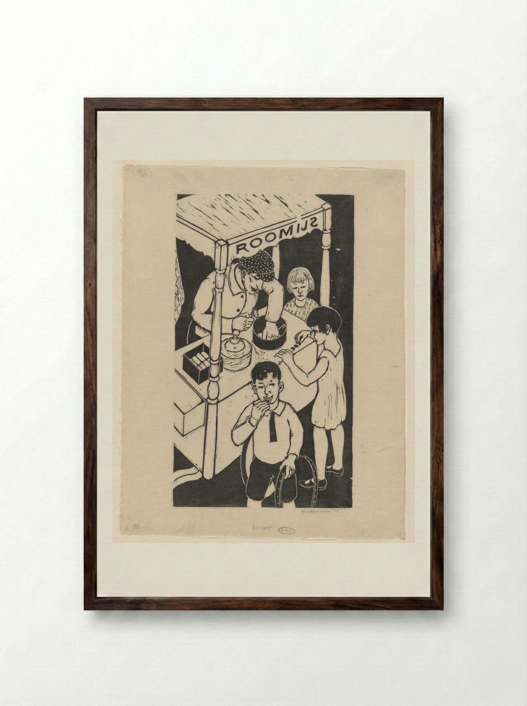 IJskarretje (Ice Cream Cart) - Ger Gerrits - Framed Print Dark Wood
