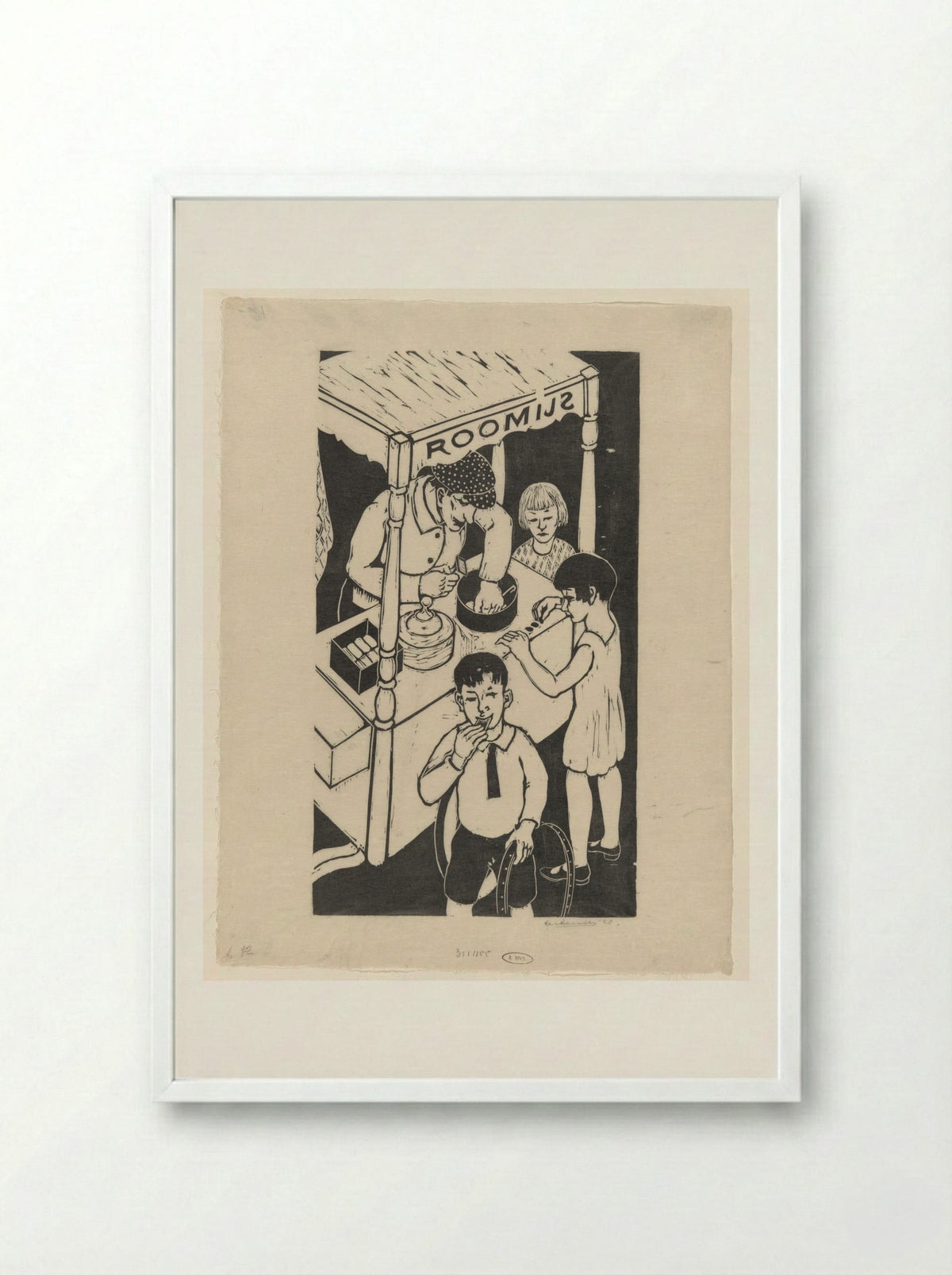IJskarretje (Ice Cream Cart) - Ger Gerrits - Framed Print White