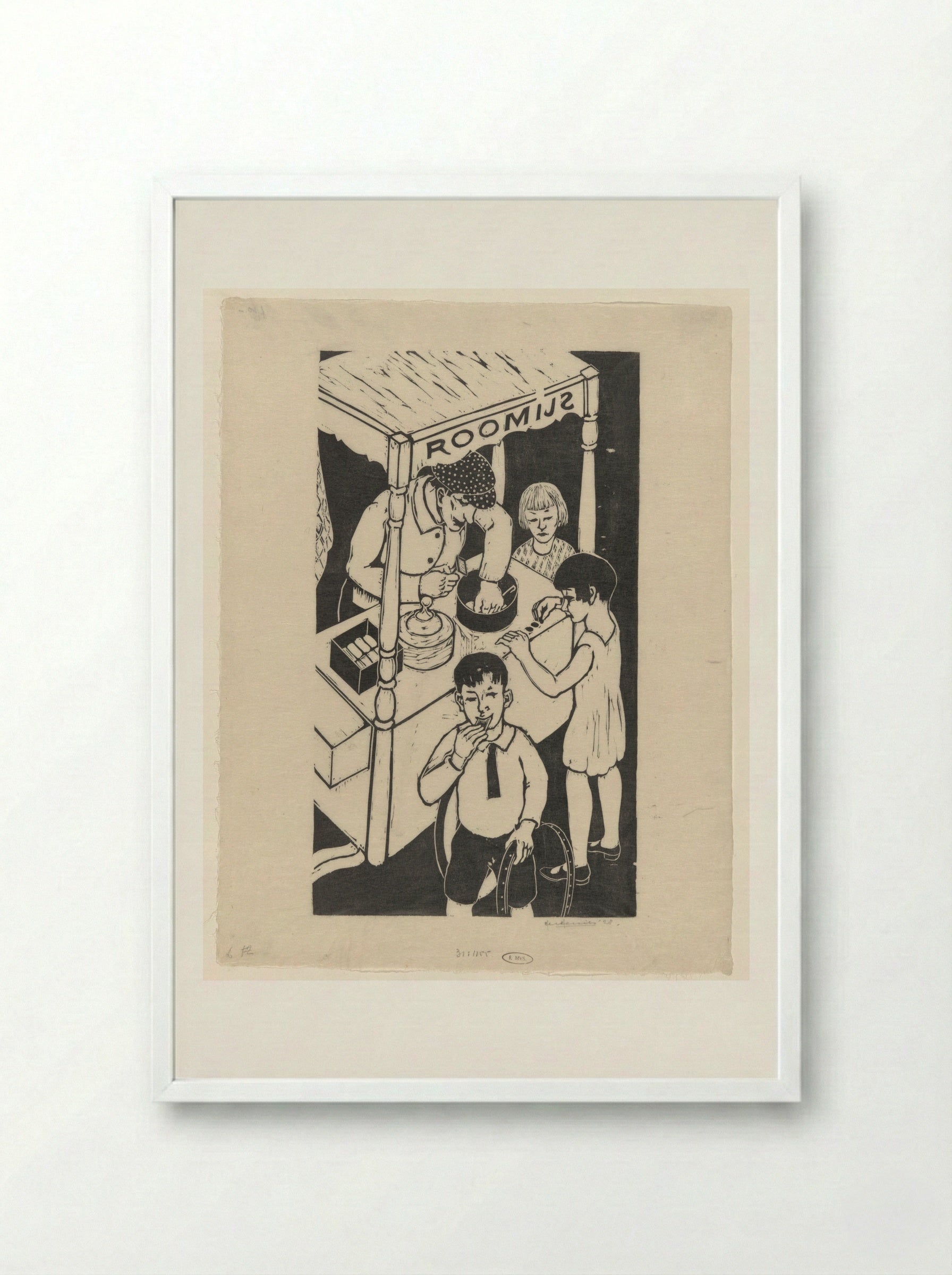 IJskarretje (Ice Cream Cart) - Ger Gerrits - Framed Print White