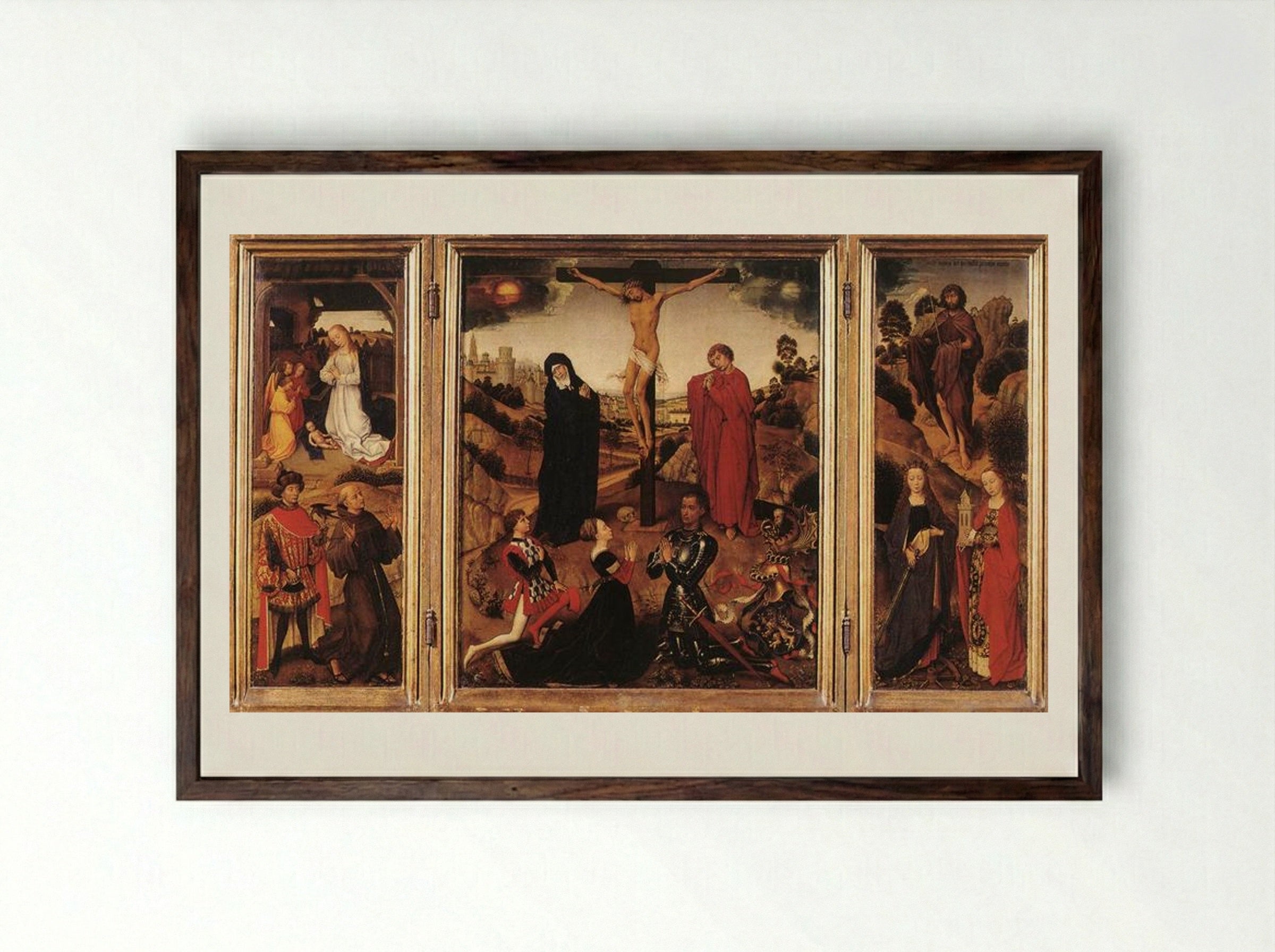 Sforza Triptych - Rogier van der Weyden - Framed Print Dark Wood
